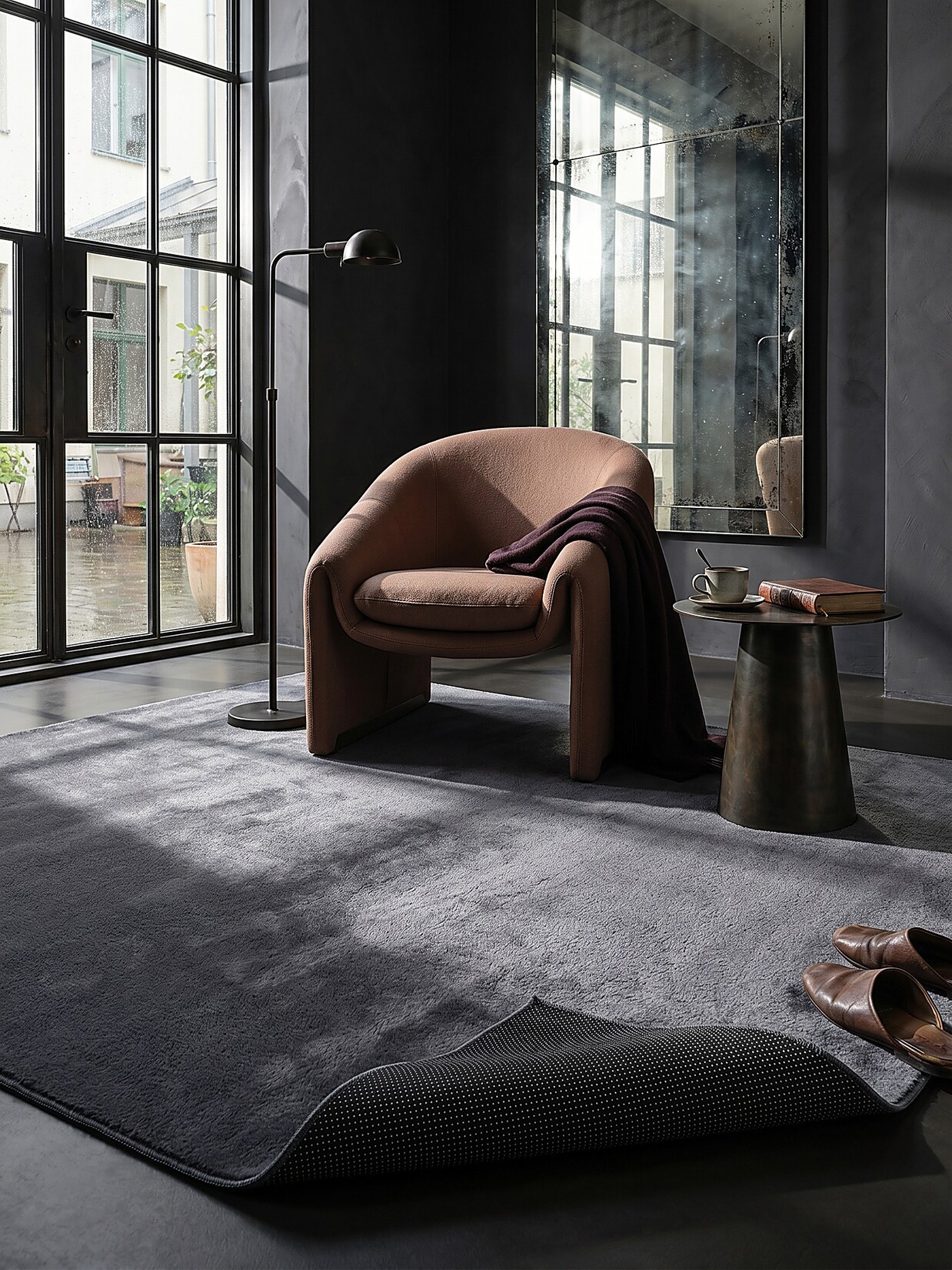 Teppich Kurzflor Anthrazit 140x200 cm - DOUBS Kadima Design