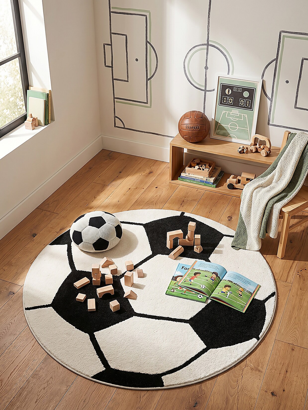 Kinderteppich Kurzflor Schwarz 200x200 cm - CANAZEI Kadima Design