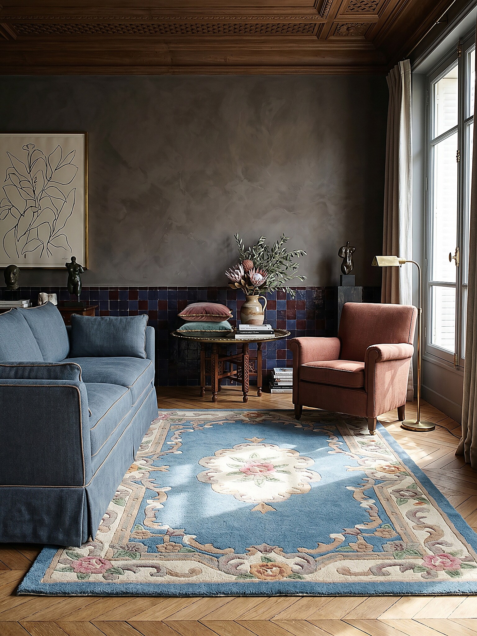 Wollteppich Orient Blau-Beige 120 x 180 cm - BEAULY | Kadima Design - Bild 1