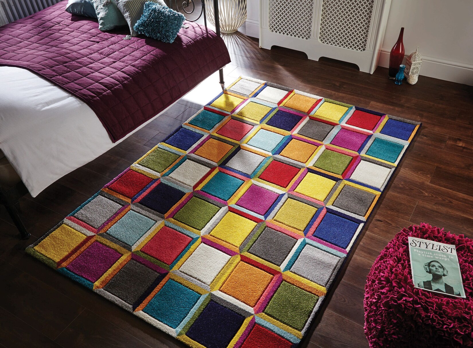 Teppich Blockmuster Bunt 160 x 230 cm - MEON Kadima Design