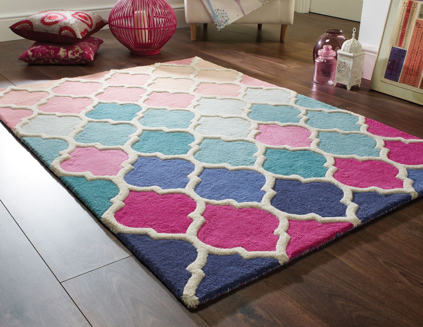 Wollteppich geometrisch Bunt 80 x 150 cm - DERWENT Kadima Design