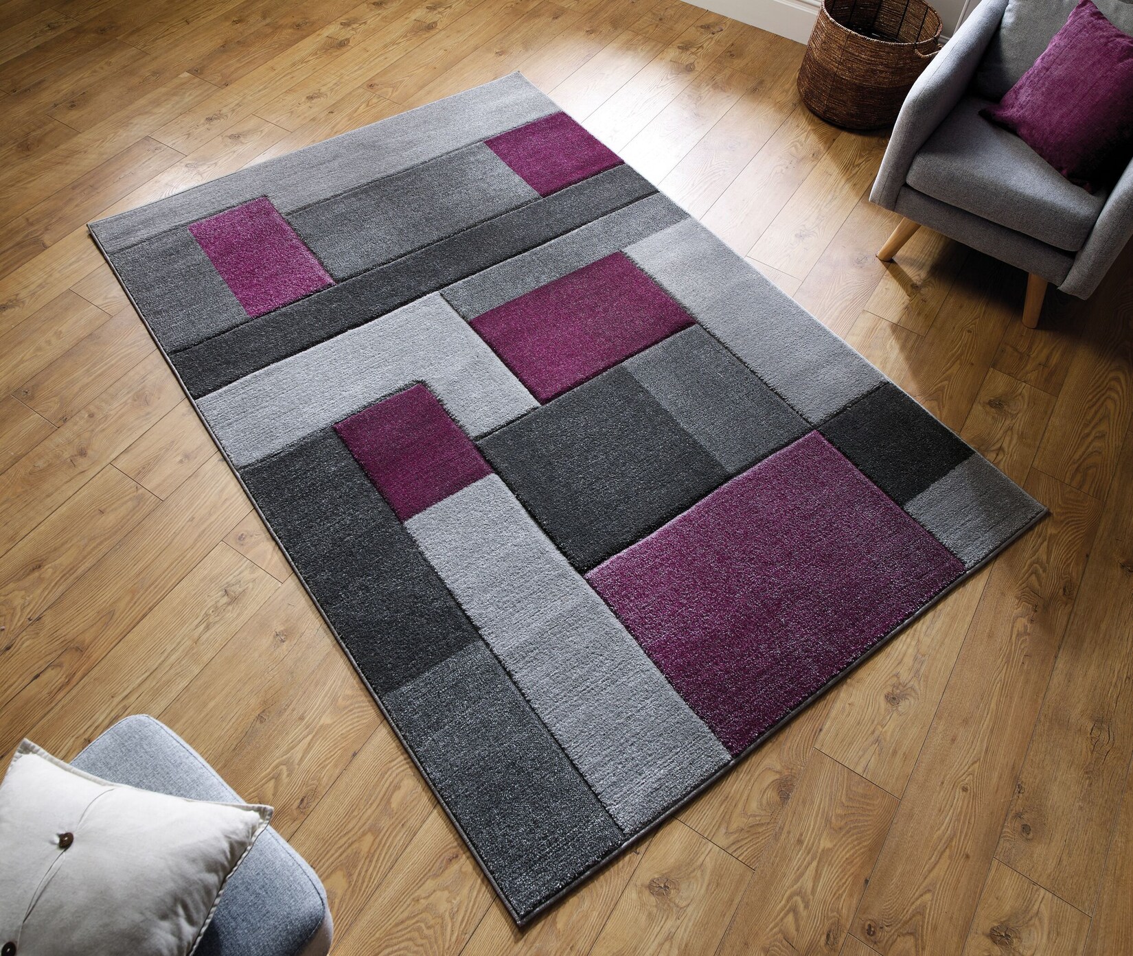 Teppich geometrisch Lila-Grau 160 x 230 cm - NIDD Kadima Design