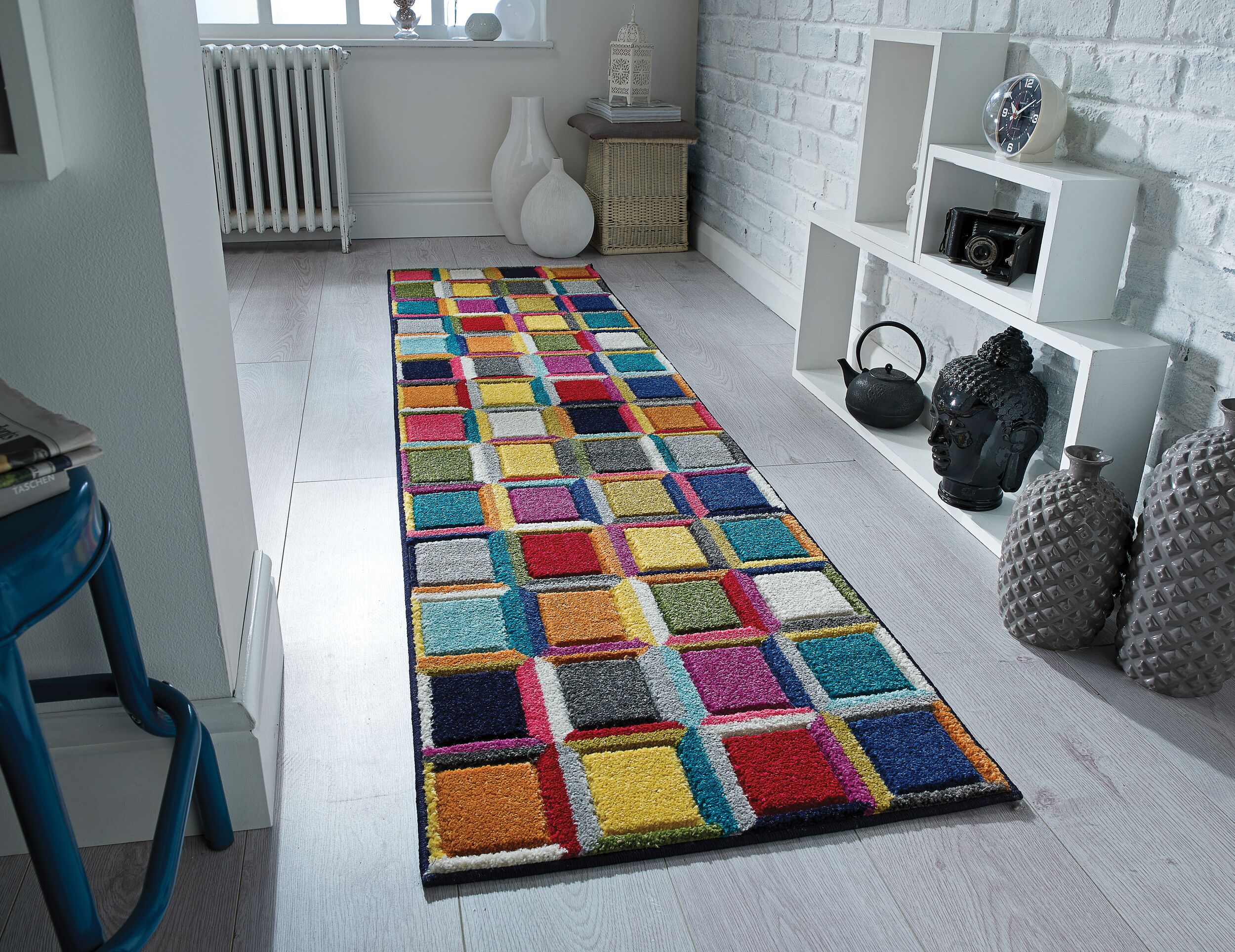 L&auml;ufer Blockmuster Bunt 66 x 230 cm - MEON | Kadima Design - Bild 1