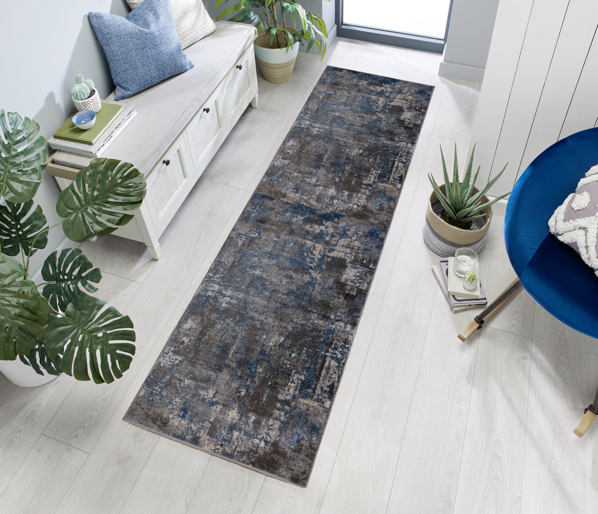 L&auml;ufer Jute Blau-Grau 80 x 300 cm - DEE | Kadima Design - Bild 1