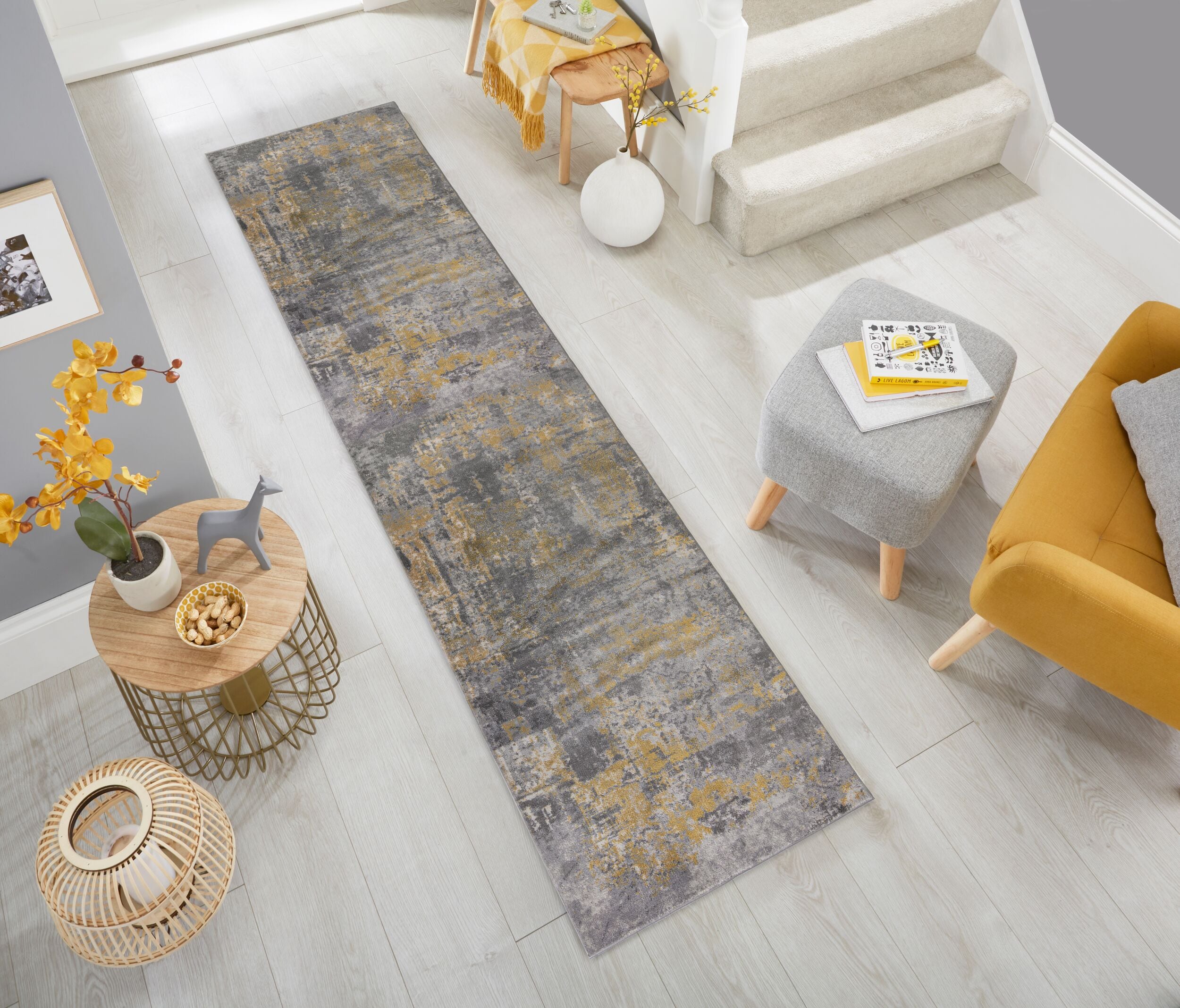 L&auml;ufer Jute Gelb-Grau 80 x 300 cm - DEE | Kadima Design - Bild 1