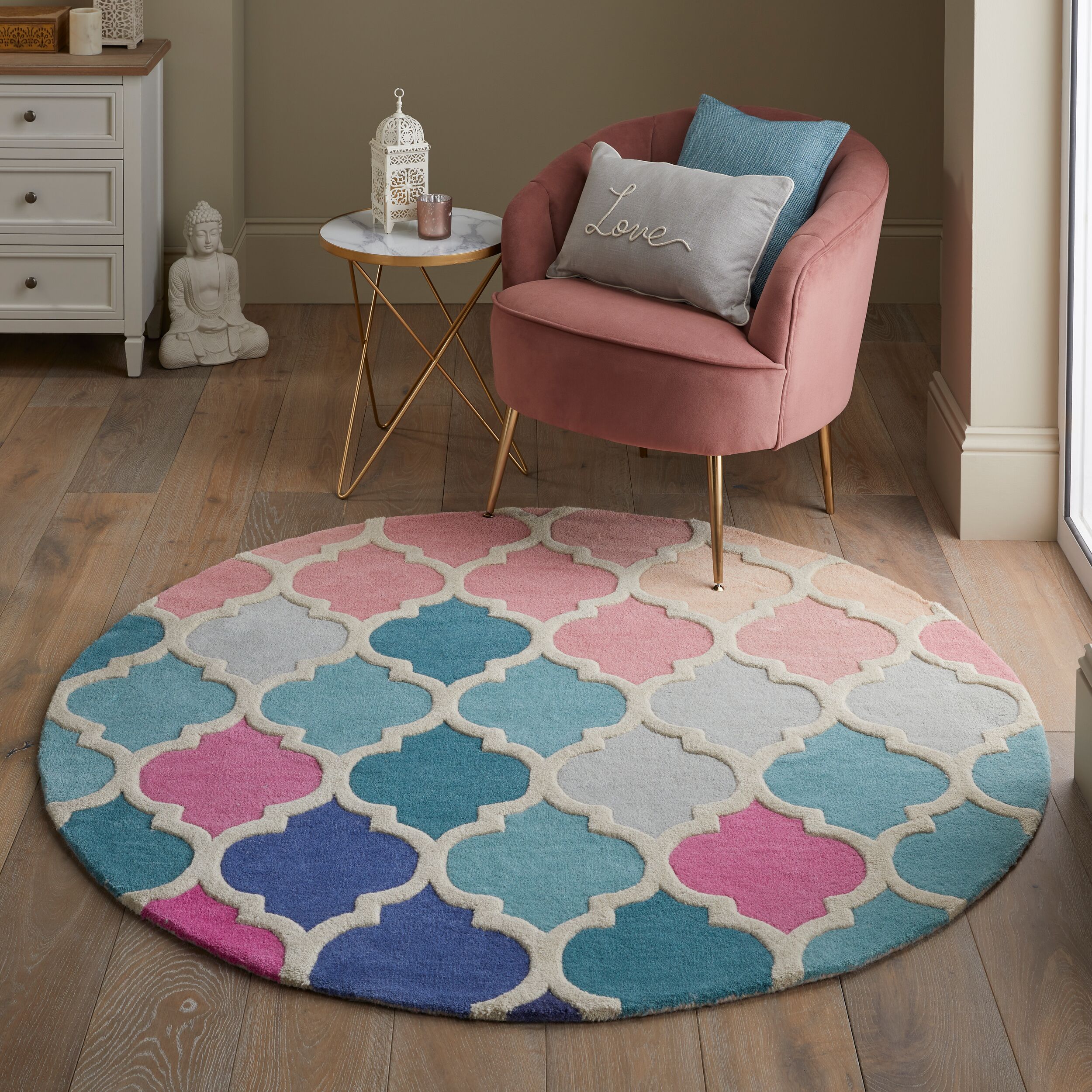 Wollteppich geometrisch Bunt &Oslash;160 cm - DERWENT | Kadima Design - Bild 1