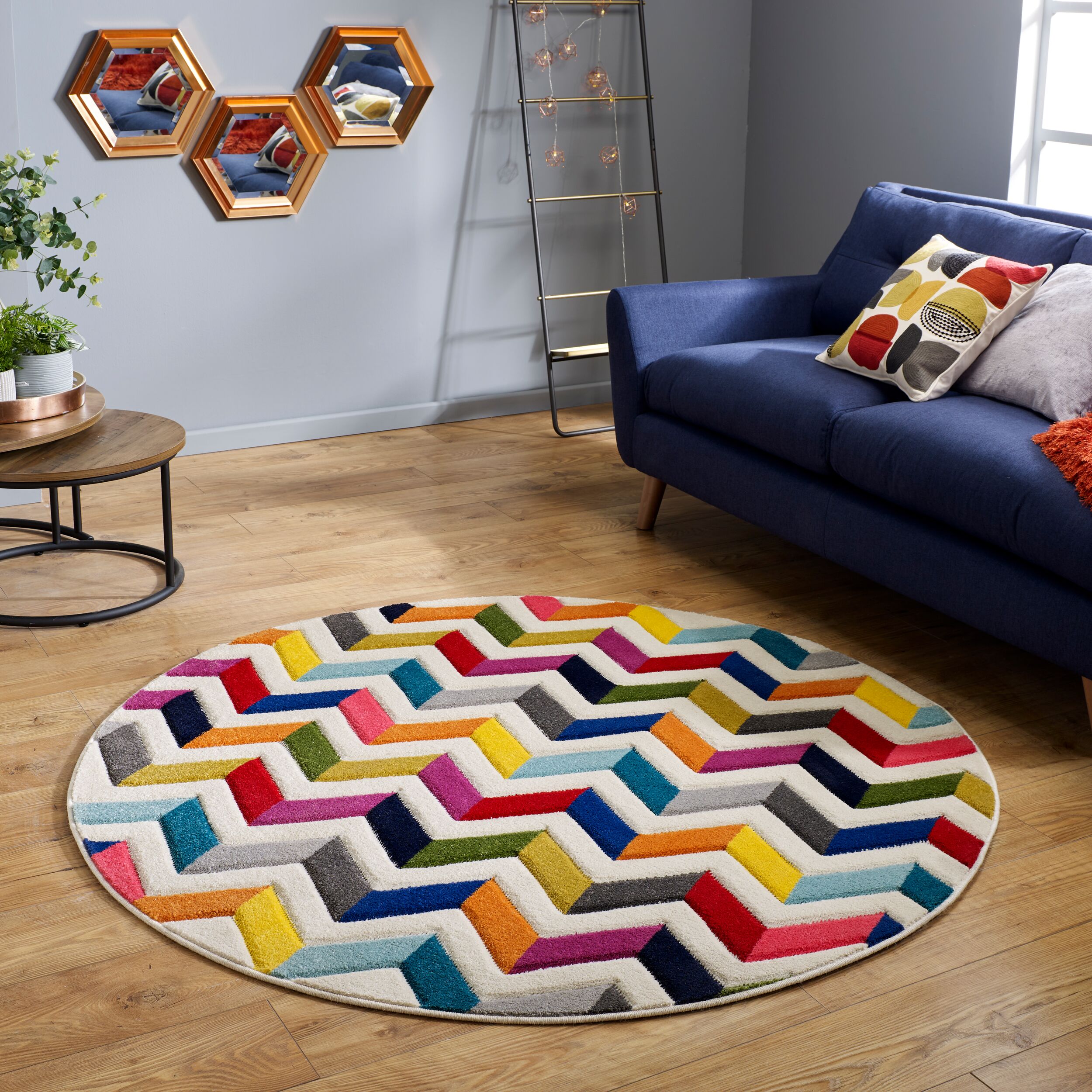 Teppich maschinengewebt Bunt &Oslash;160 cm - MEON | Kadima Design - Bild 1
