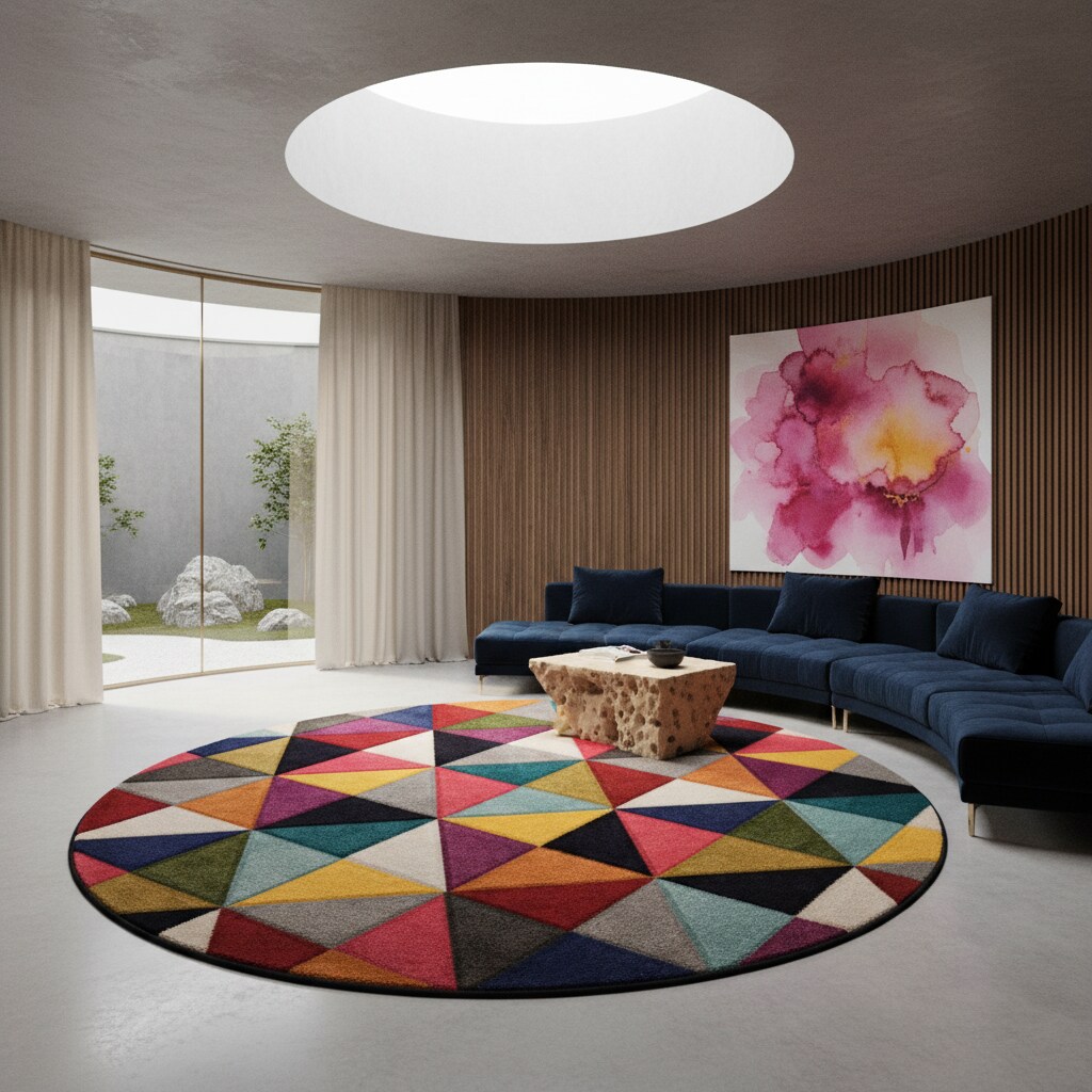 Teppich handgeschnitzt Bunt &Oslash;160 cm - MEON | Kadima Design - Bild 1