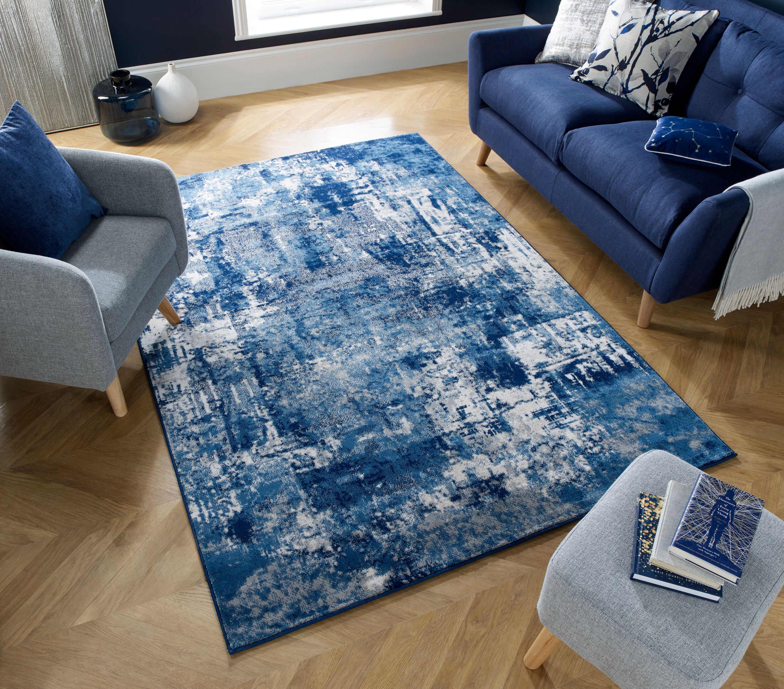 Teppich abstrakt Blau 80 x 150 cm - DEE | Kadima Design - Bild 1