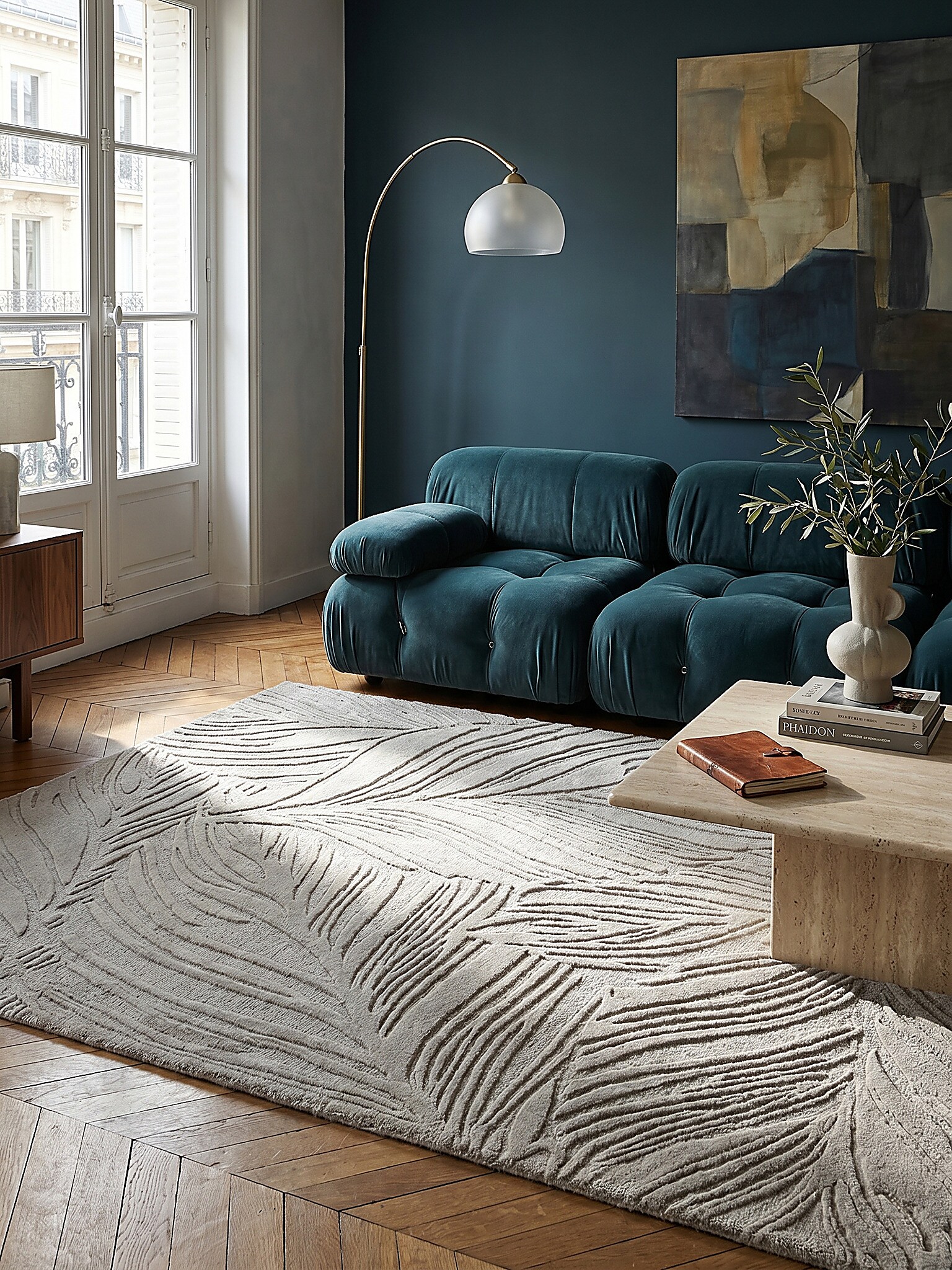 Wollteppich floral Grau 160 x 230 cm - LEVEN | Kadima Design - Bild 1