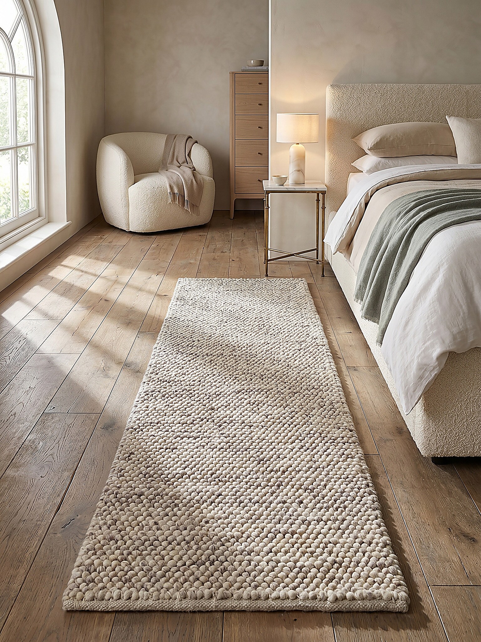 L&auml;ufer Wollmischung Beige 60 x 230 cm - MEDWAY | Kadima Design - Bild 1