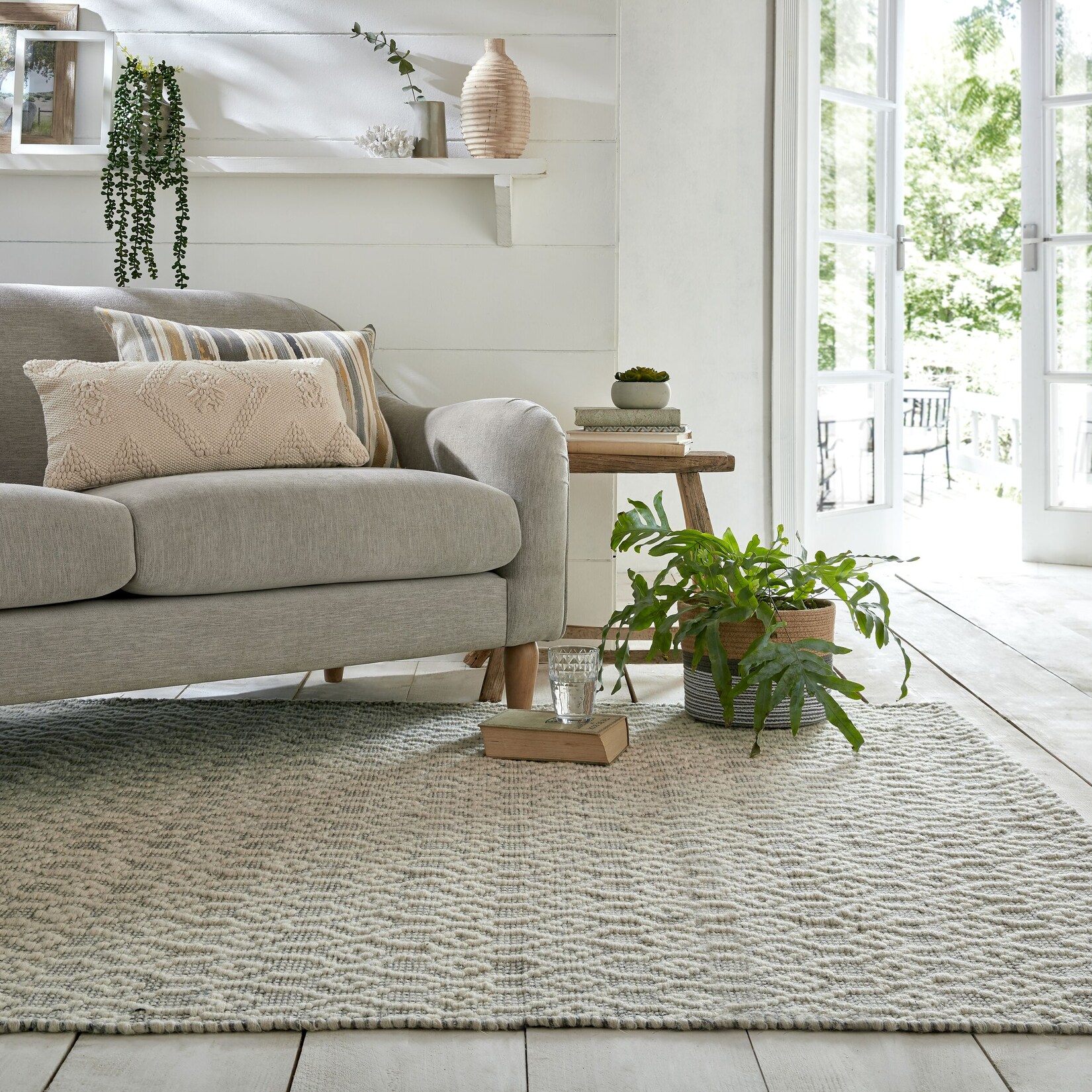 Wollteppich geometrisch Hellgrau 120 x 170 cm - ROTHER Kadima Design