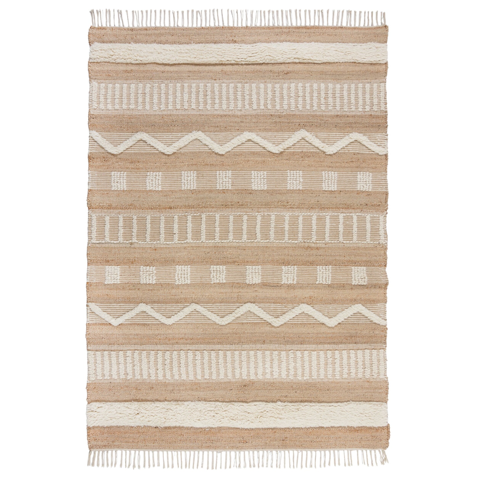 Jute-Teppich Wollmischung Braun-Beige 120 x 170 cm - WHARFE Kadima
