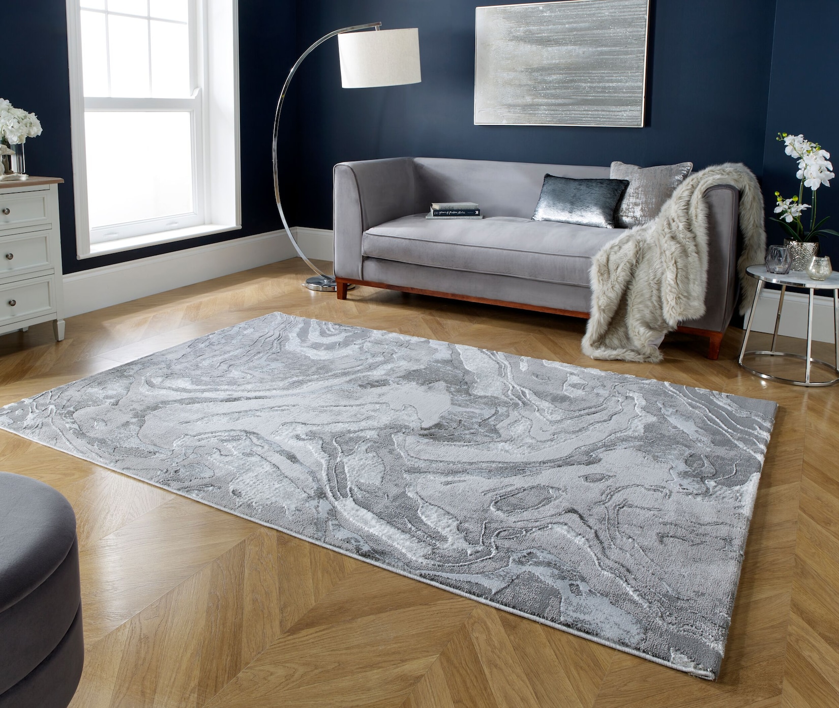 Teppich abstrakt Silber 80 x 150 cm - OUSE Kadima Design