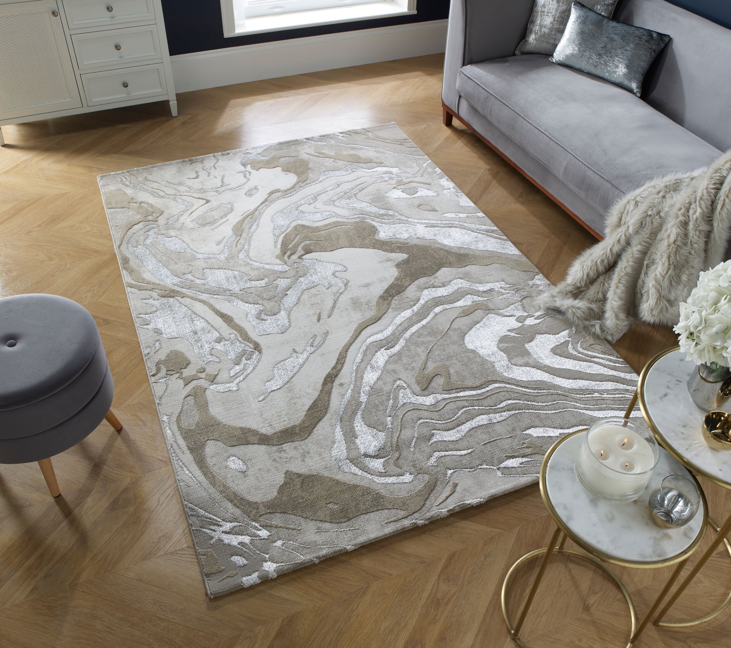 Teppich abstrakt Beige 80 x 150 cm - OUSE | Kadima Design - Bild 1