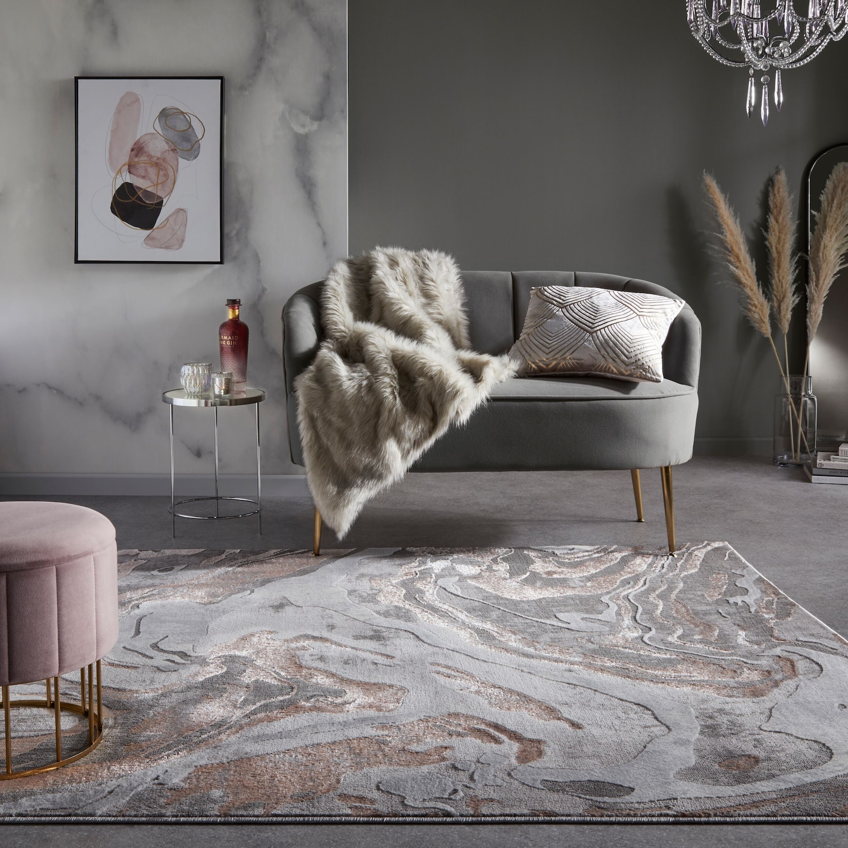 Teppich abstrakt Rosa-Grau 80 x 150 cm - OUSE Kadima Design