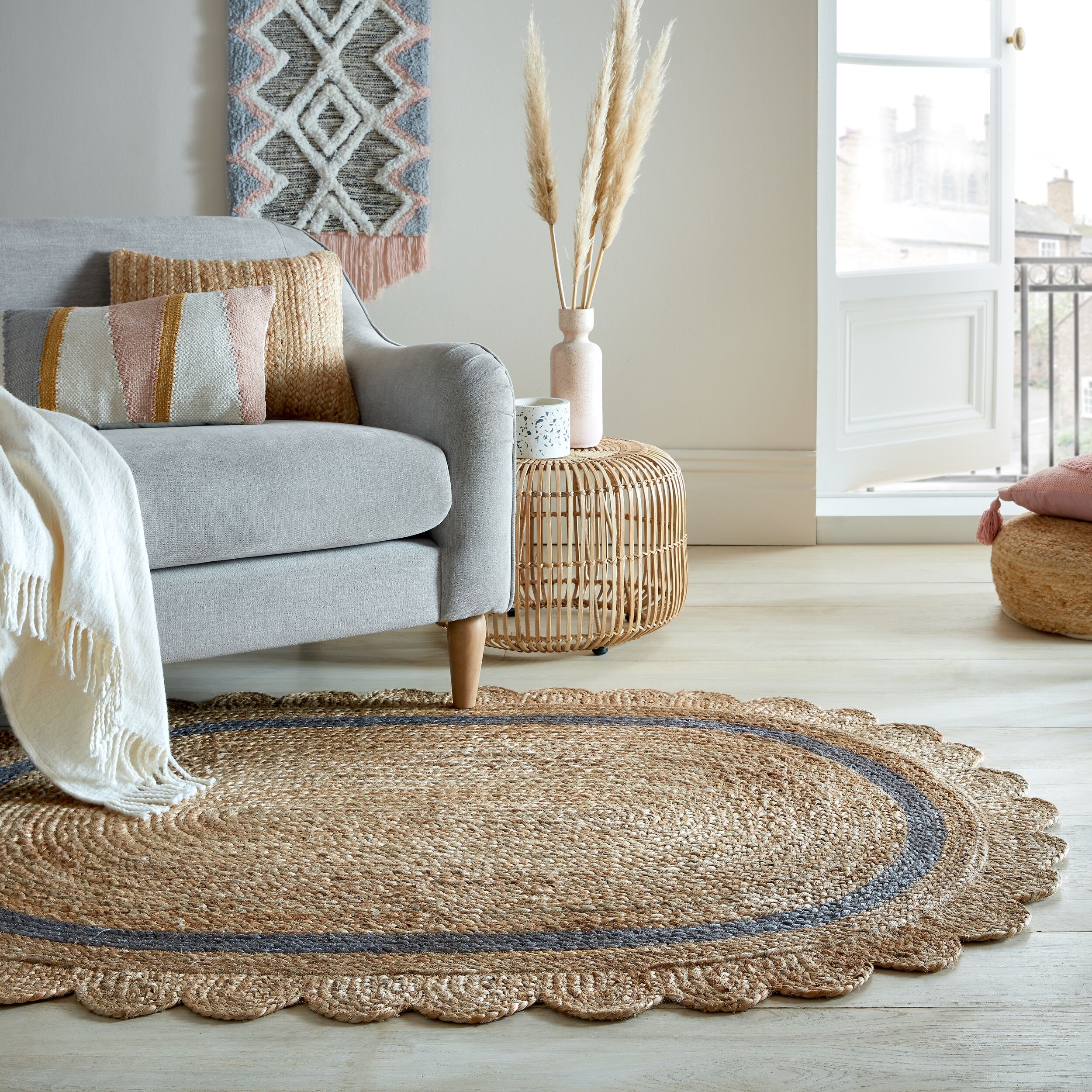 Jute-Teppich geometrisch Braun-Grau 120 x 170 cm - PLYM | Kadima - Bild 1