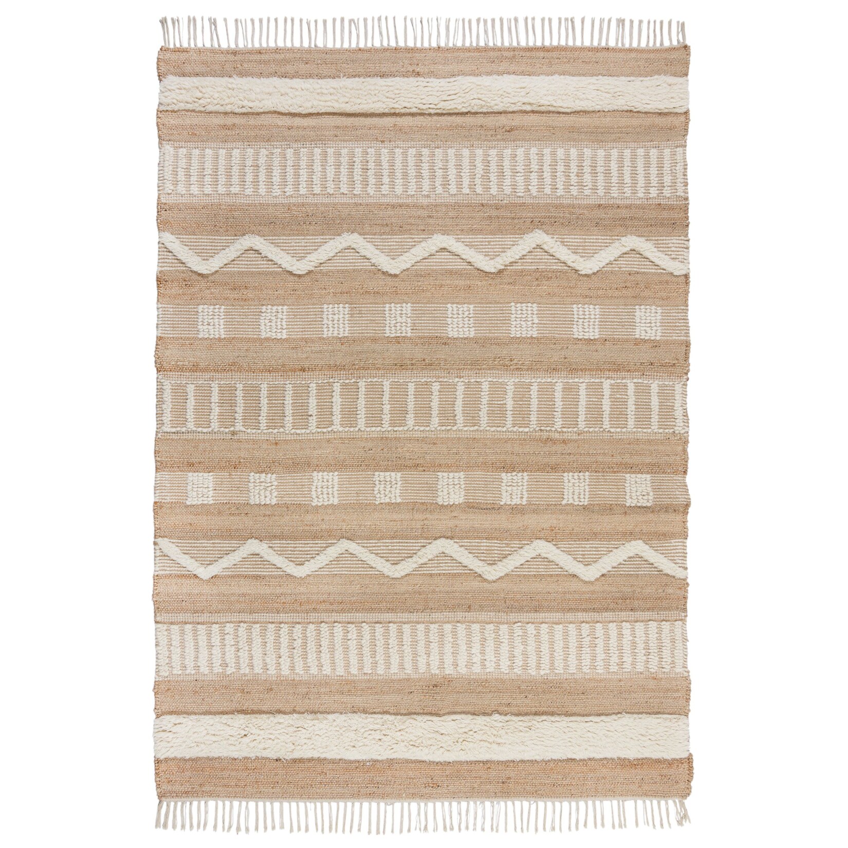 Jute-Teppich Wollmischung Braun-Beige 200 x 290 cm - WHARFE Kadima