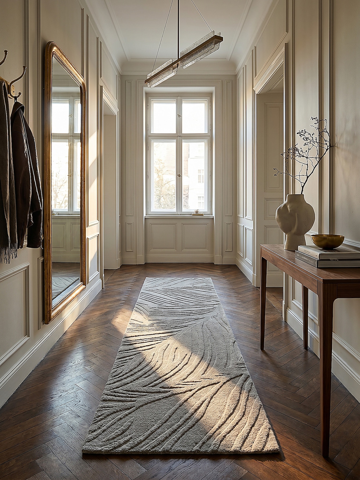 Läufer Wolle Grau 60 x 230 cm - LEVEN Kadima Design
