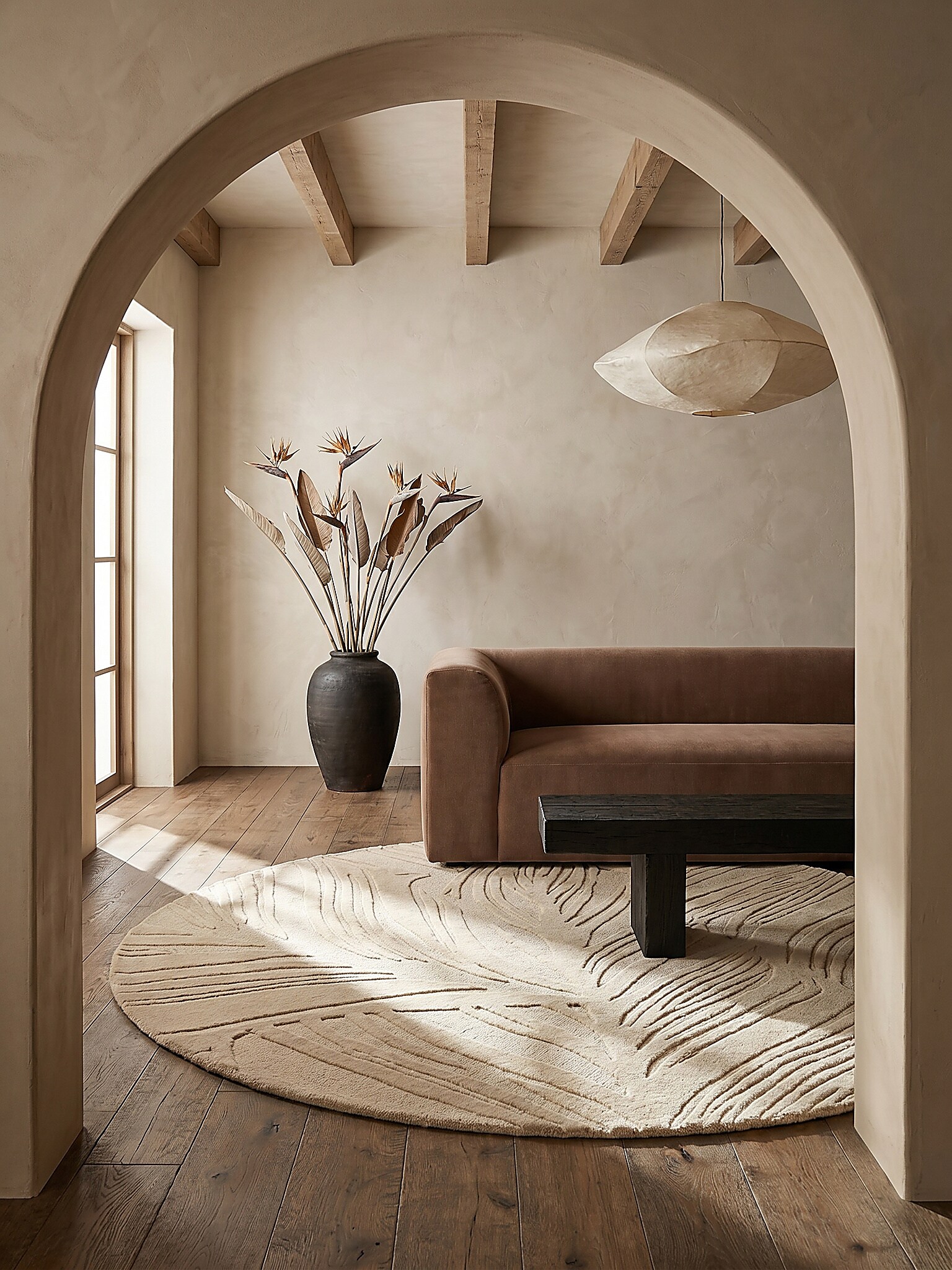 Wollteppich floral Beige &Oslash;160 cm - LEVEN | Kadima Design - Bild 1