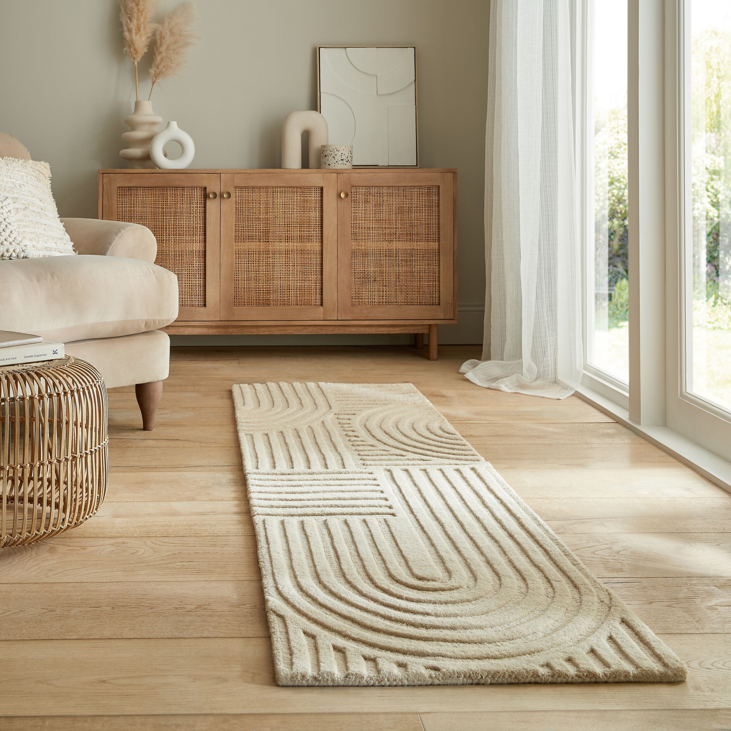 L&auml;ufer Wolle Natur 60 x 230 cm - LEVEN | Kadima Design - Bild 1
