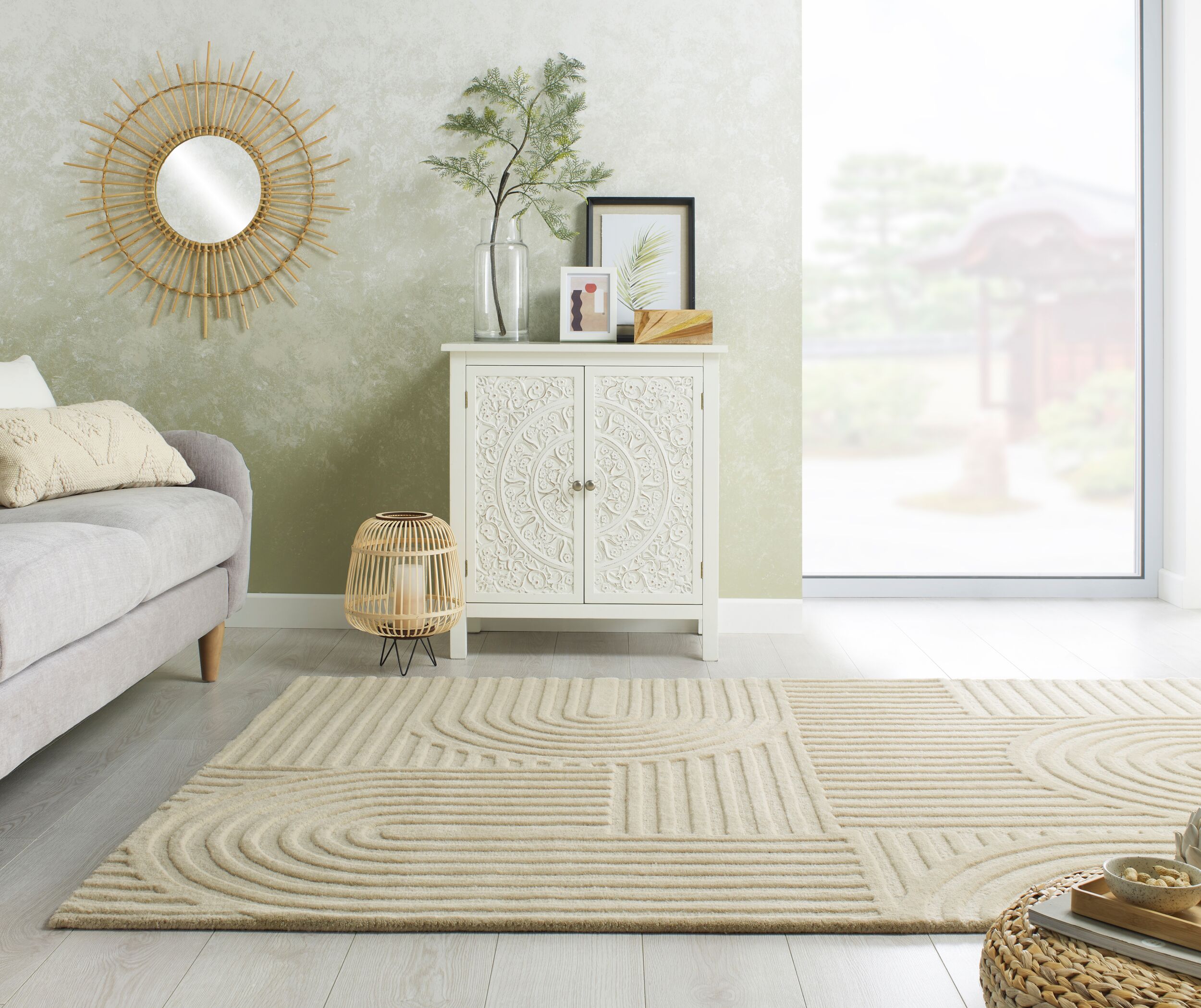 Wollteppich Hoch-Tief Natur 200 x 290 cm - LEVEN | Kadima Design - Bild 1