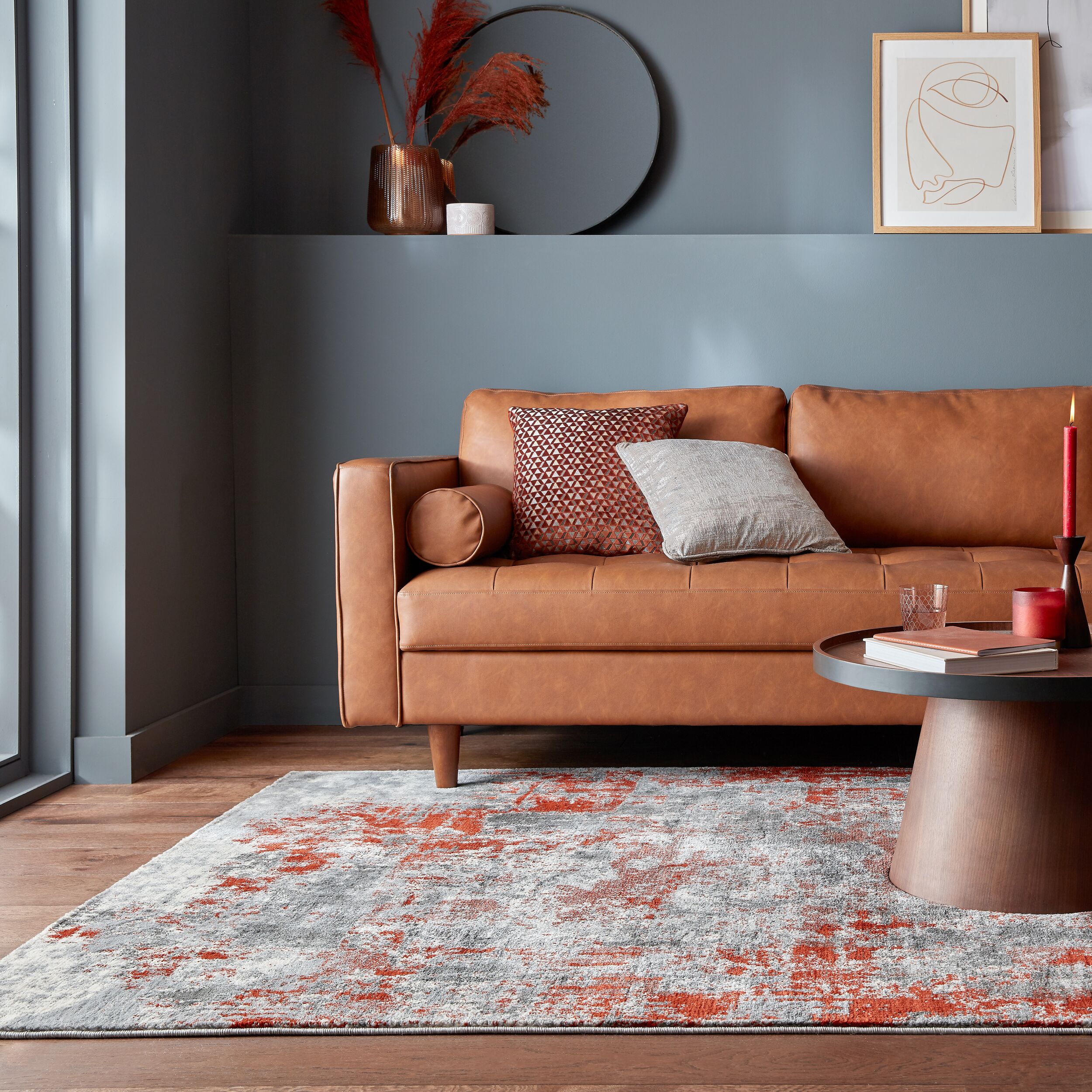 Teppich abstrakt Rot-Grau 80 x 150 cm - DEE | Kadima Design - Bild 1