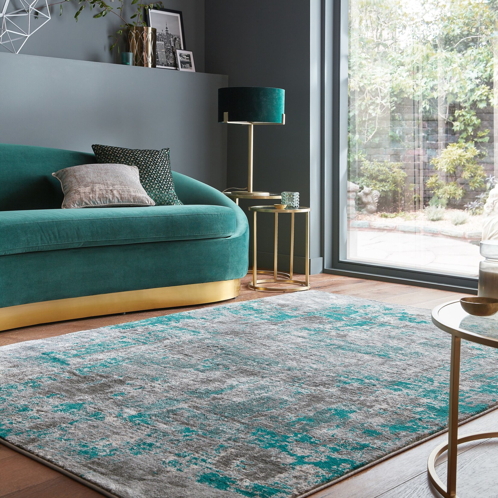Teppich abstrakt Grün-Grau 80 x 150 cm - DEE Kadima Design