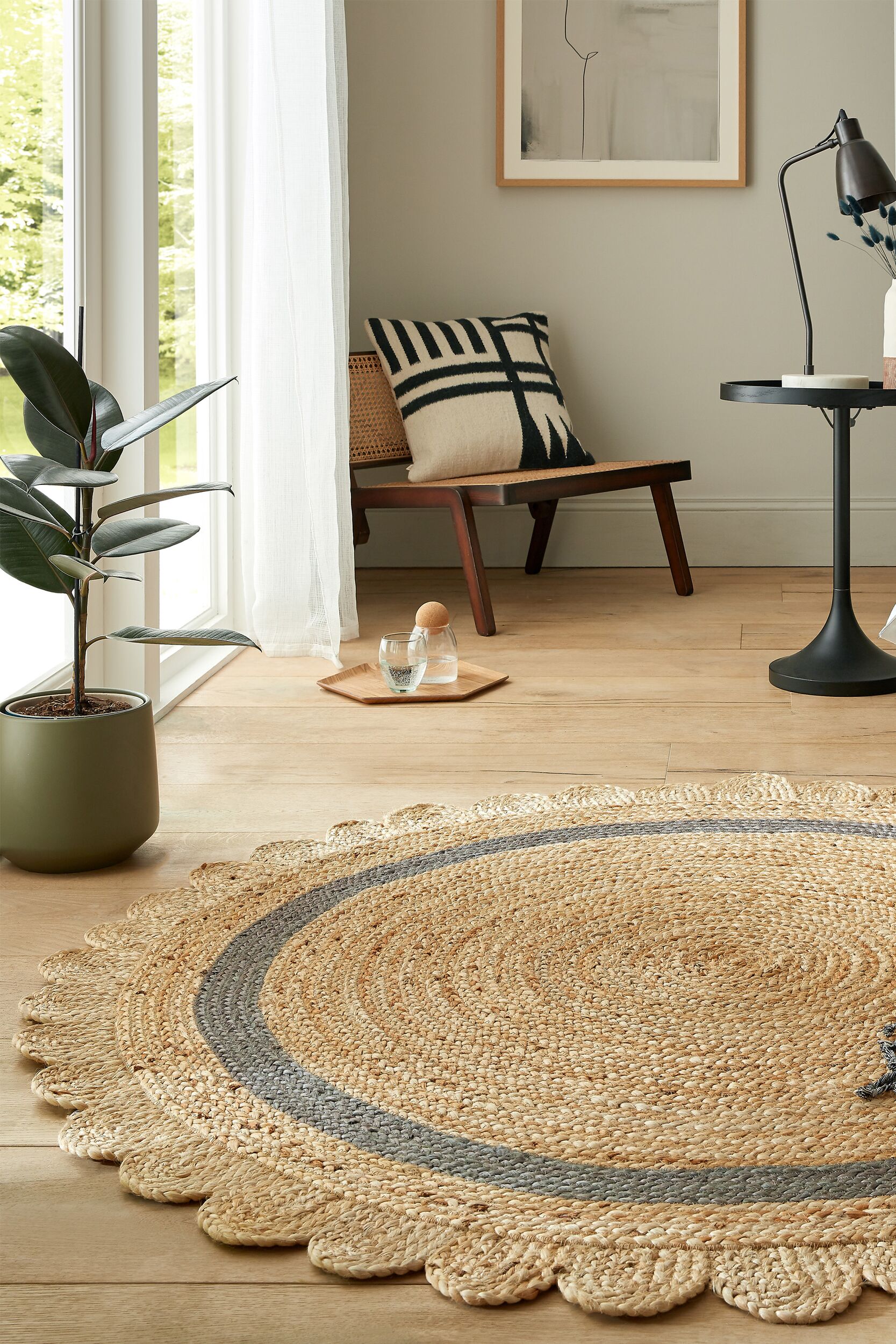 Jute-Teppich geometrisch Braun-Grau &Oslash;160 cm - PLYM | Kadima Design - Bild 1