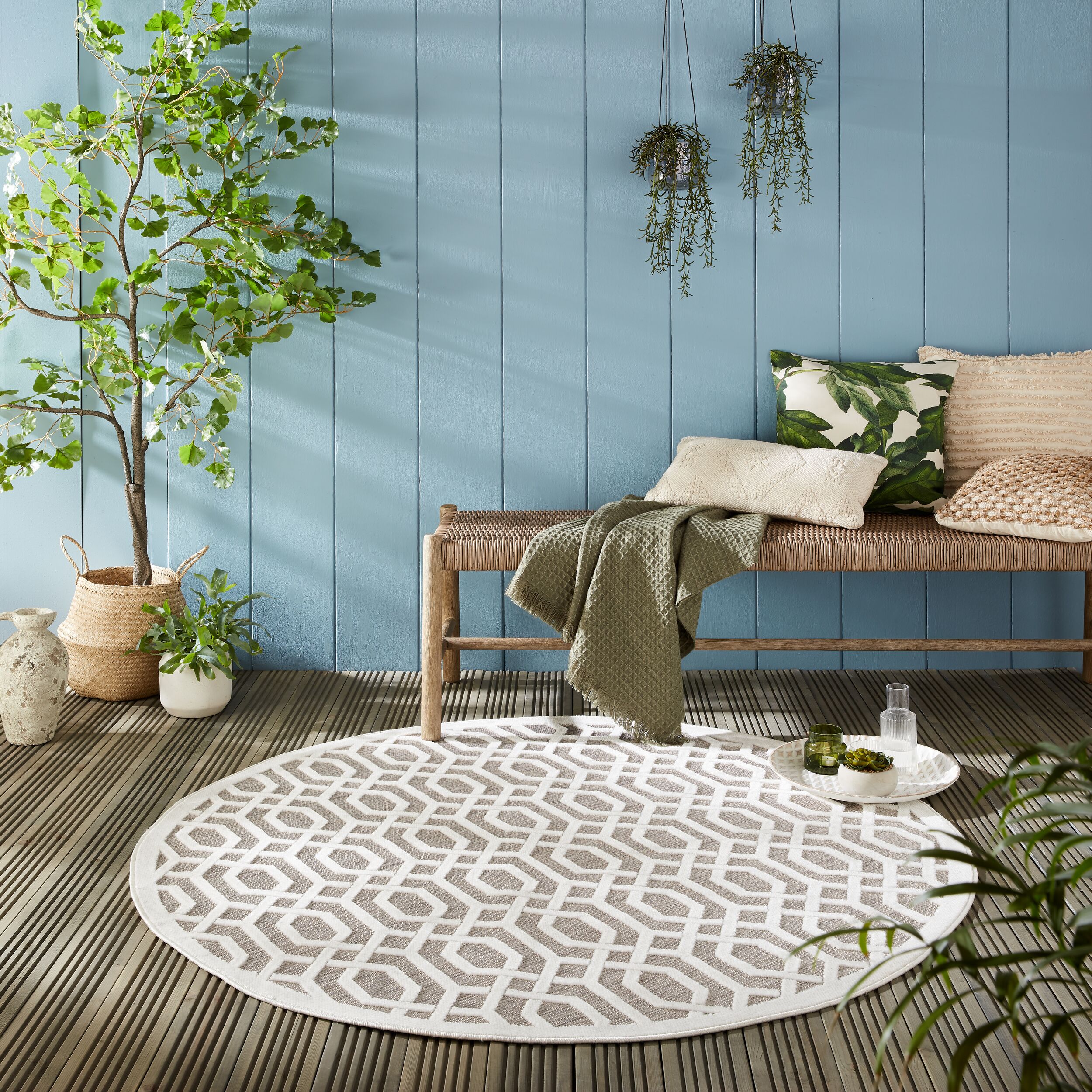 Outdoor-Teppich waschbar Grau-Beige &Oslash;160 cm - STOUR | Kadima Design - Bild 1