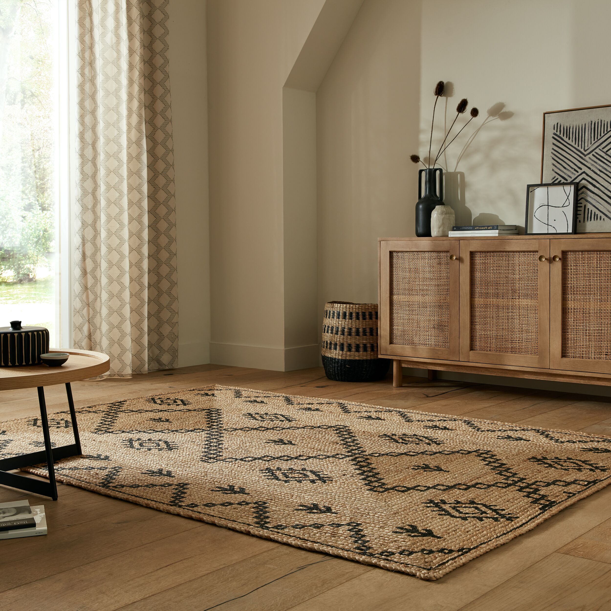Jute-Teppich geometrisch Braun-Schwarz 200 x 290 cm - NEATH | Kadima - Bild 1