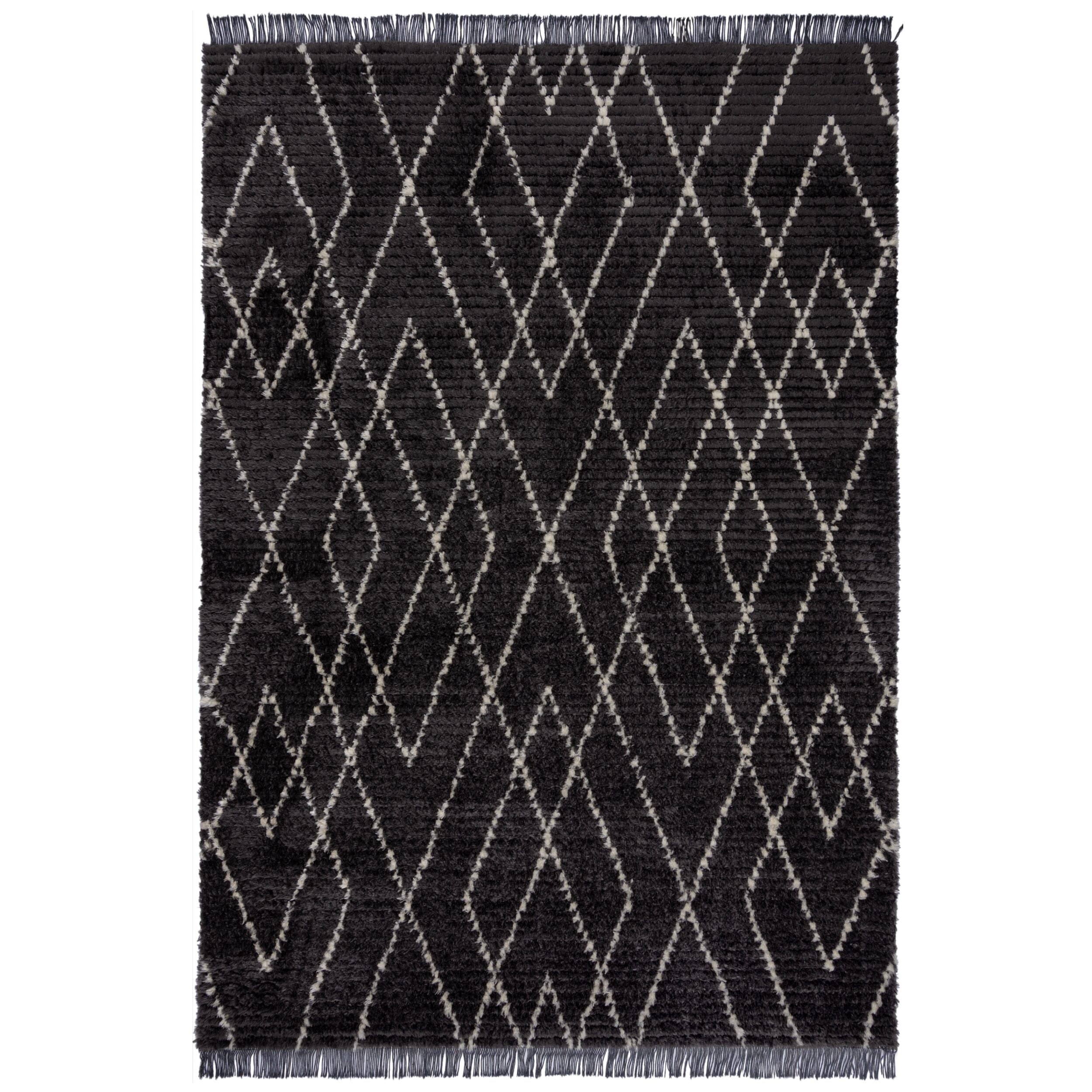 Eleganter "Swale June" Teppich mit Fransen - Schwarz-Wei&szlig;, 160x230 cm | Kadima Design - Bild 1