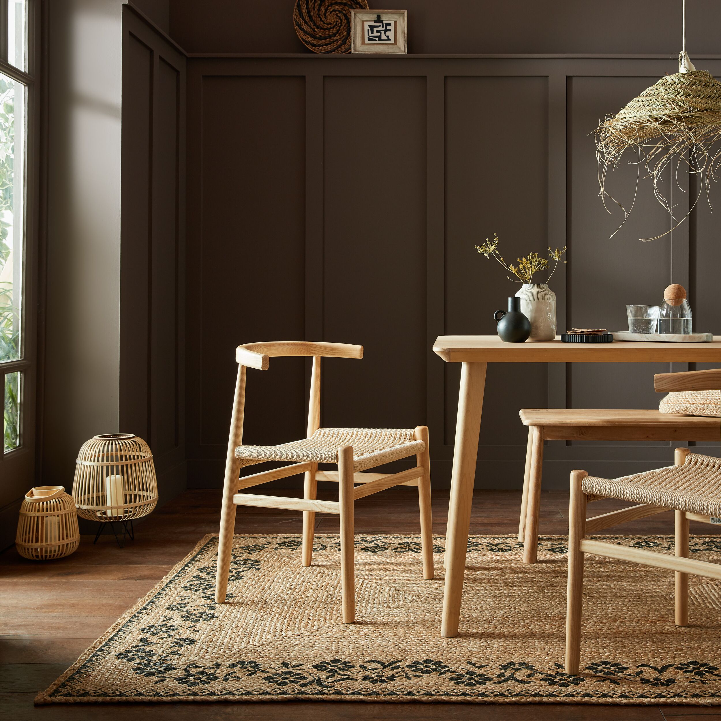 Jute-Teppich floral Braun-Schwarz 160 x 230 cm - NEATH | Kadima Design - Bild 1