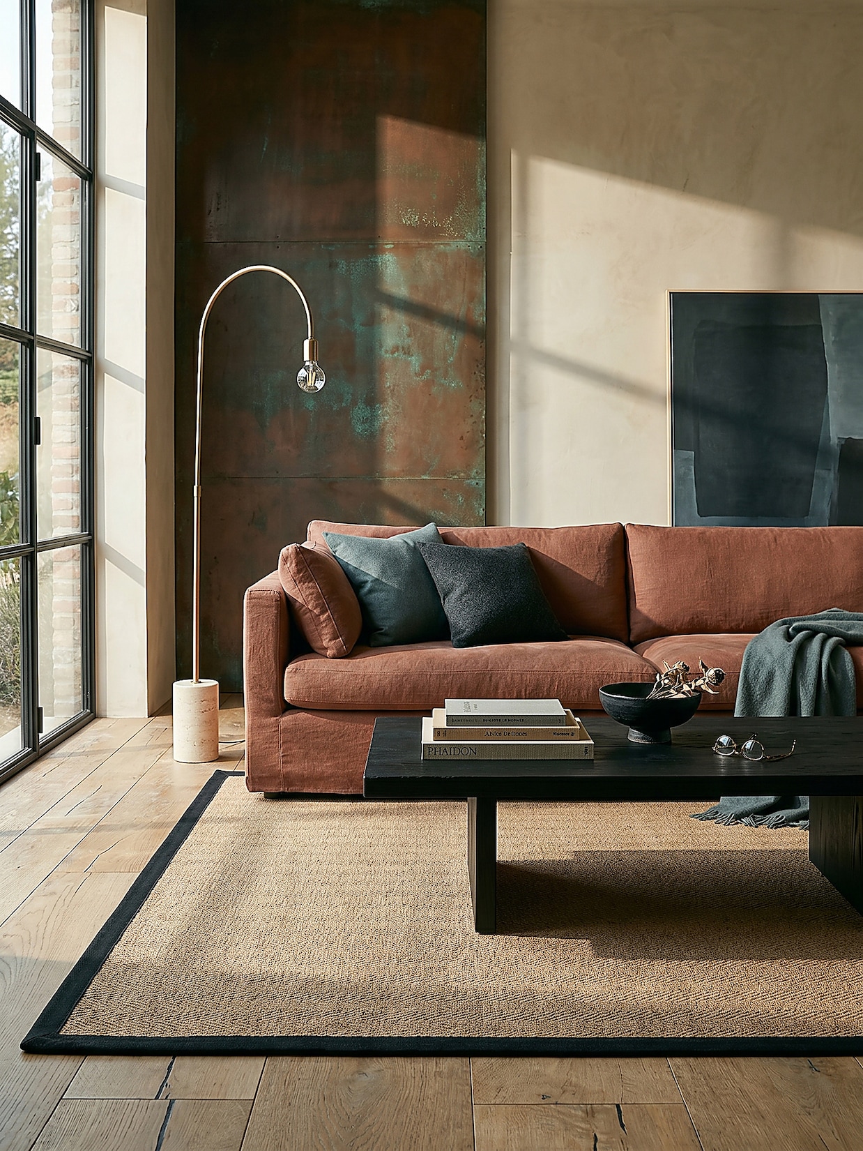 Jute-Teppich geometrisch Braun-Schwarz 200 x 290 cm - TRENT Kadima