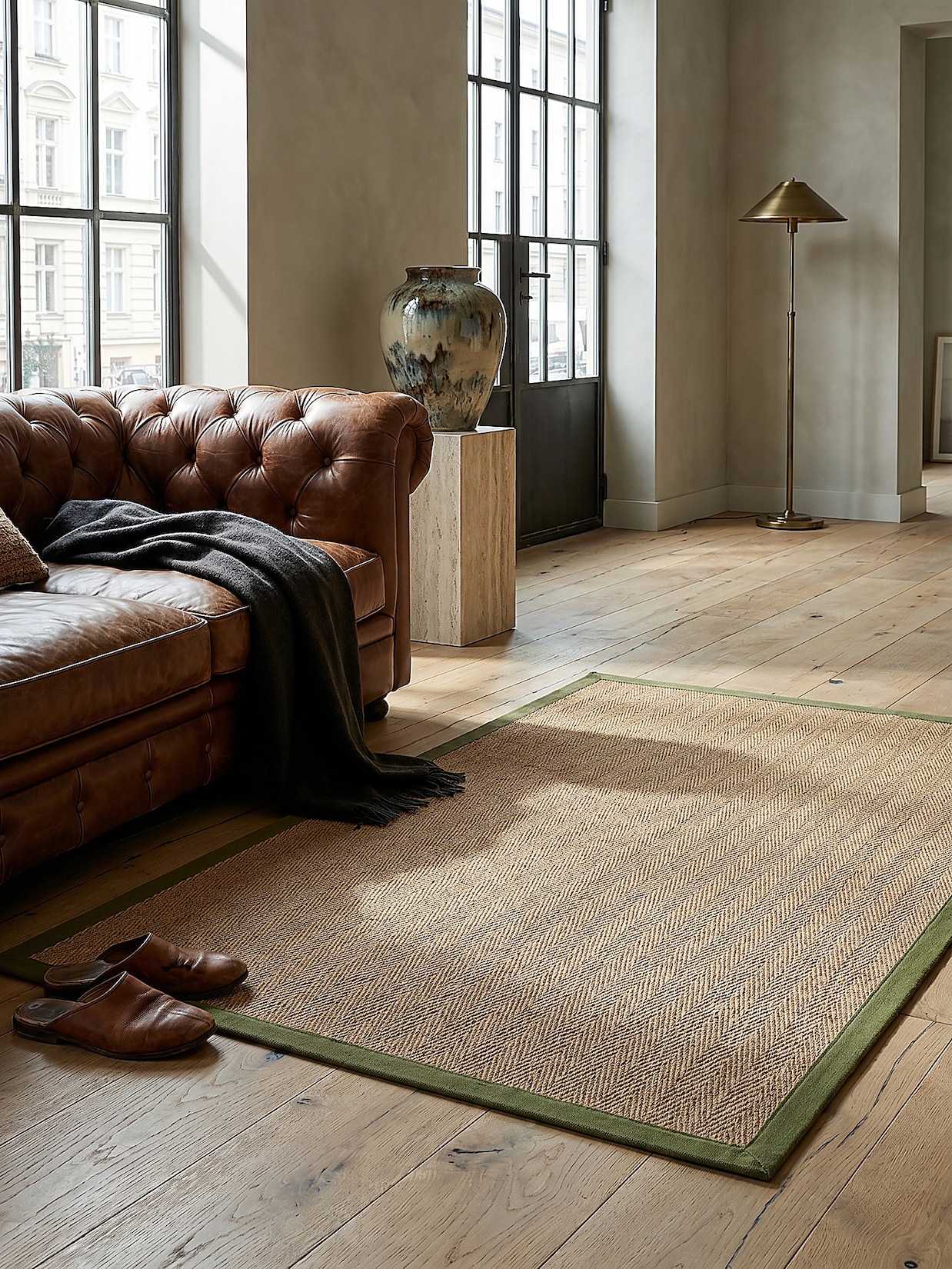 Jute-Teppich geometrisch Braun-Grün 160 x 230 cm - TRENT Kadima