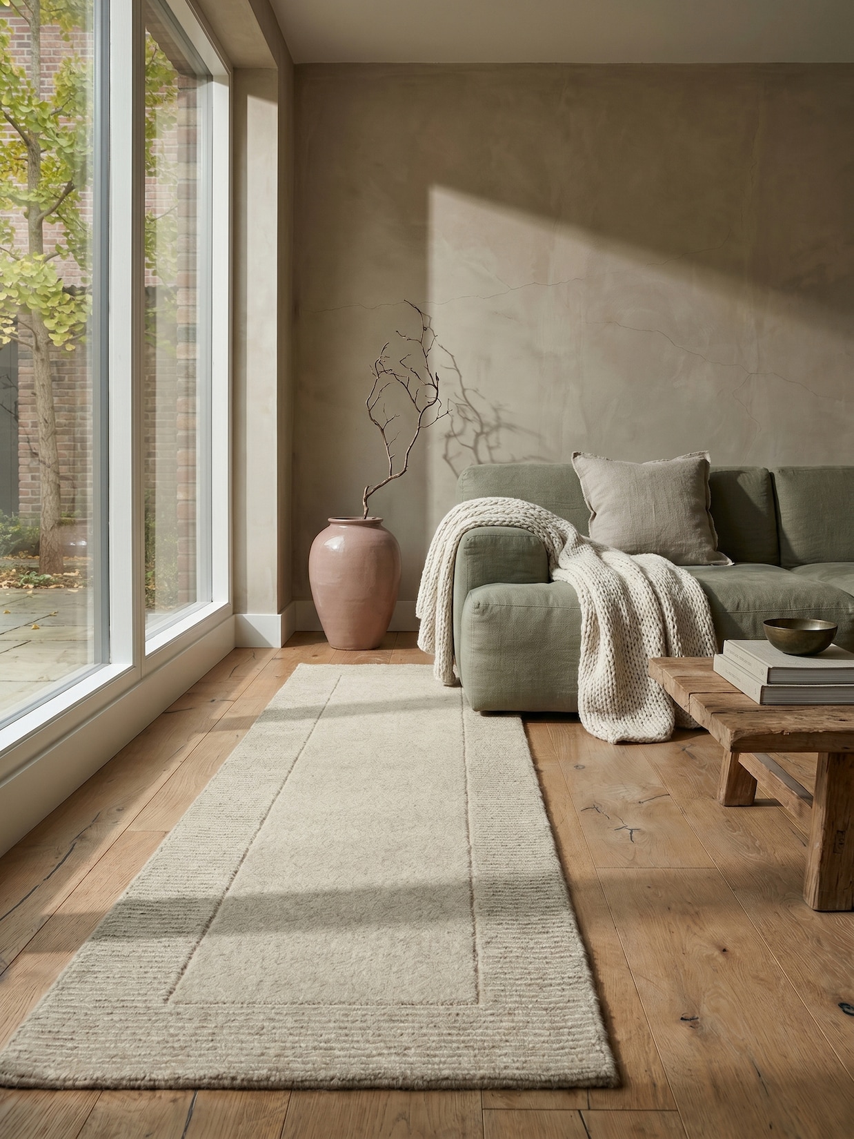 Läufer Wolle Natur 60 x 230 cm - MOLE Kadima Design