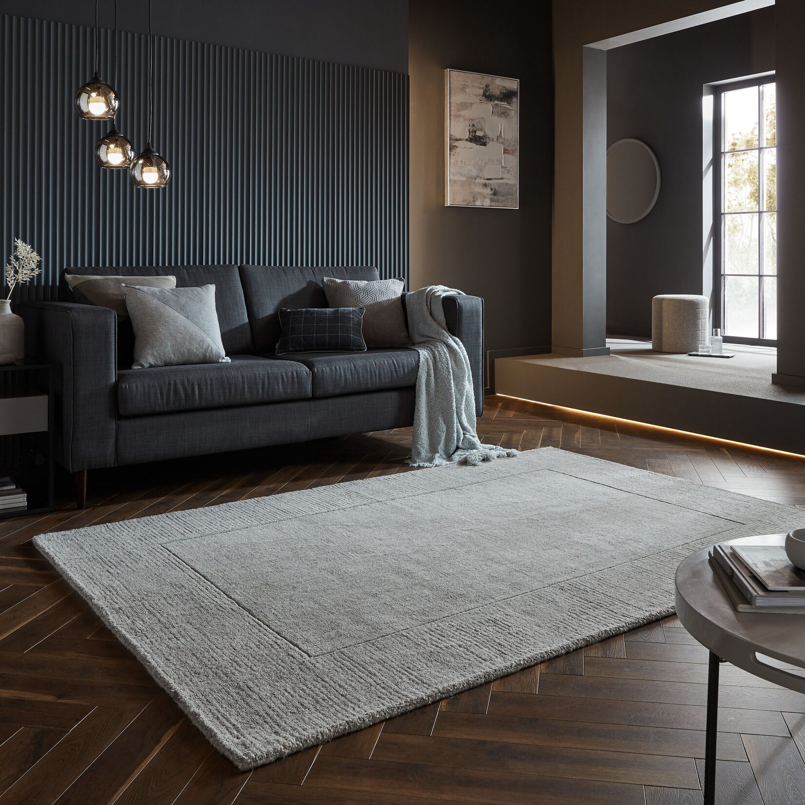 Wollteppich Kurzflor Grau meliert 160 x 230 cm - MOLE Kadima Design