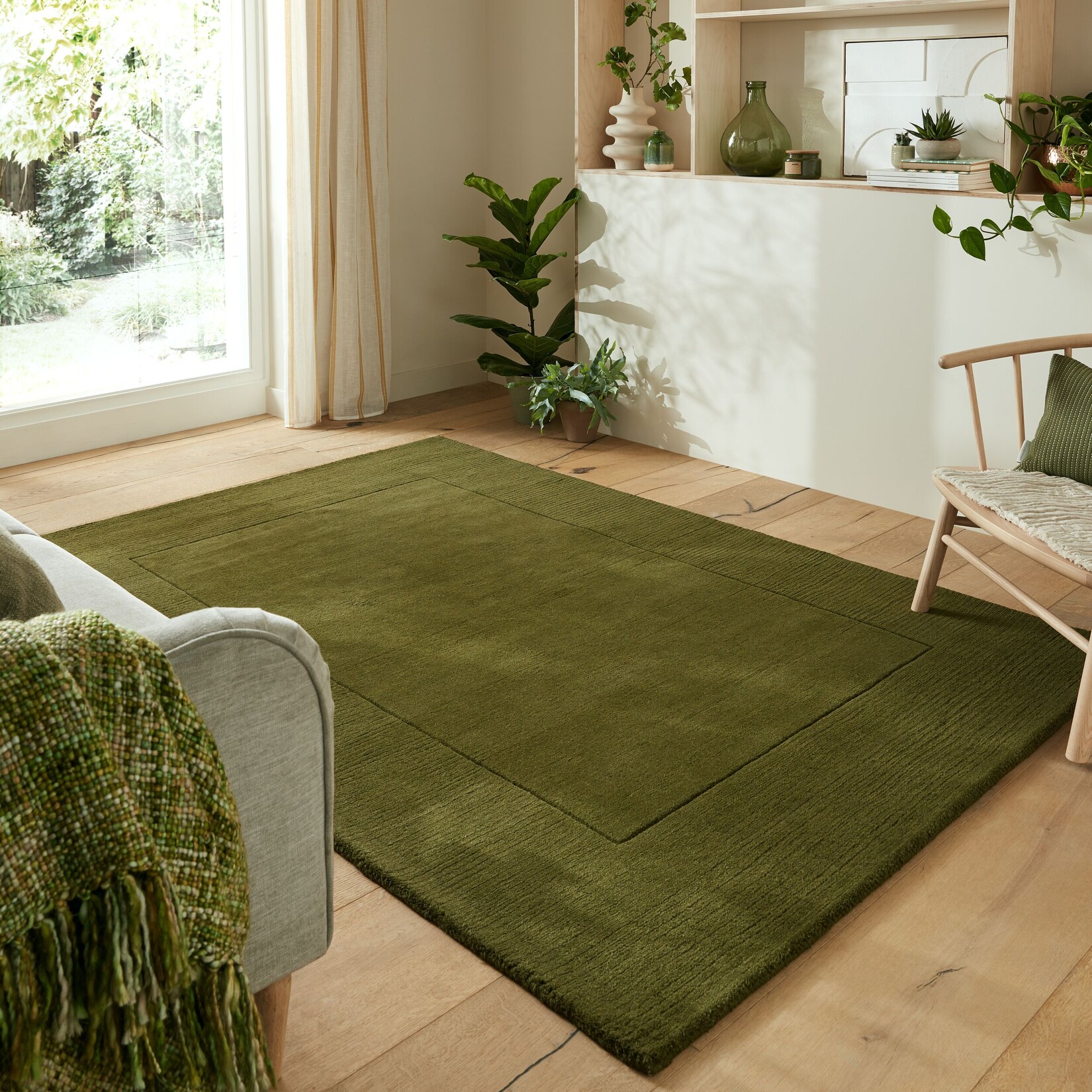 Wollteppich Kurzflor Grün 120 x 170 cm - MOLE Kadima Design