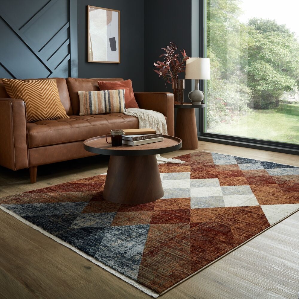 Teppich geometrisch Rot-Blau 80 x 154 cm - OGMORE Kadima Design
