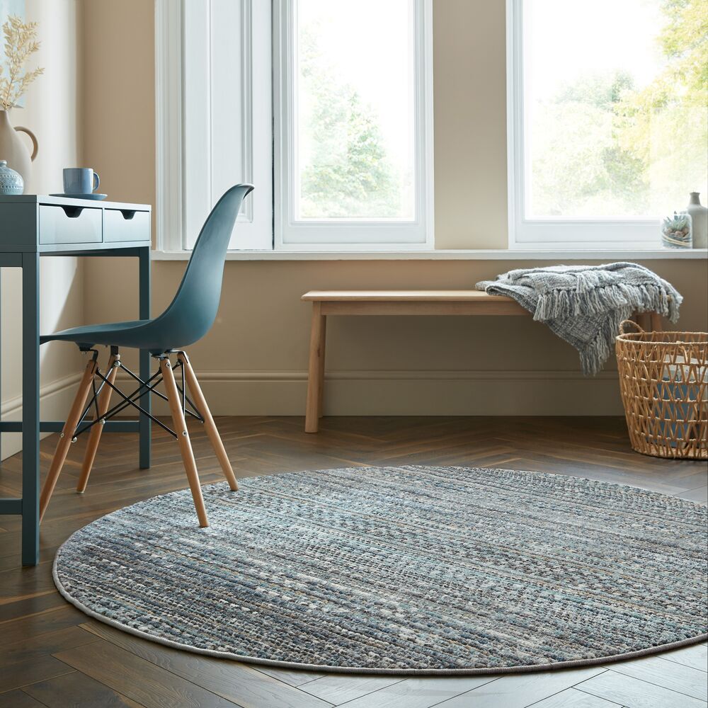 Teppich gestreift Blau &Oslash;160 cm - PERRAN | Kadima Design - Bild 1