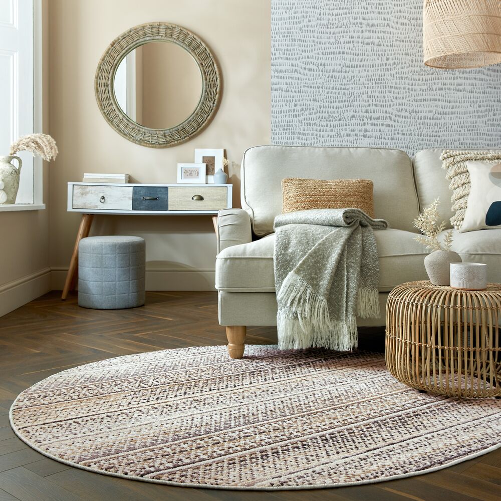 Teppich gestreift Naturfarben &Oslash;160 cm - PERRAN | Kadima Design - Bild 1