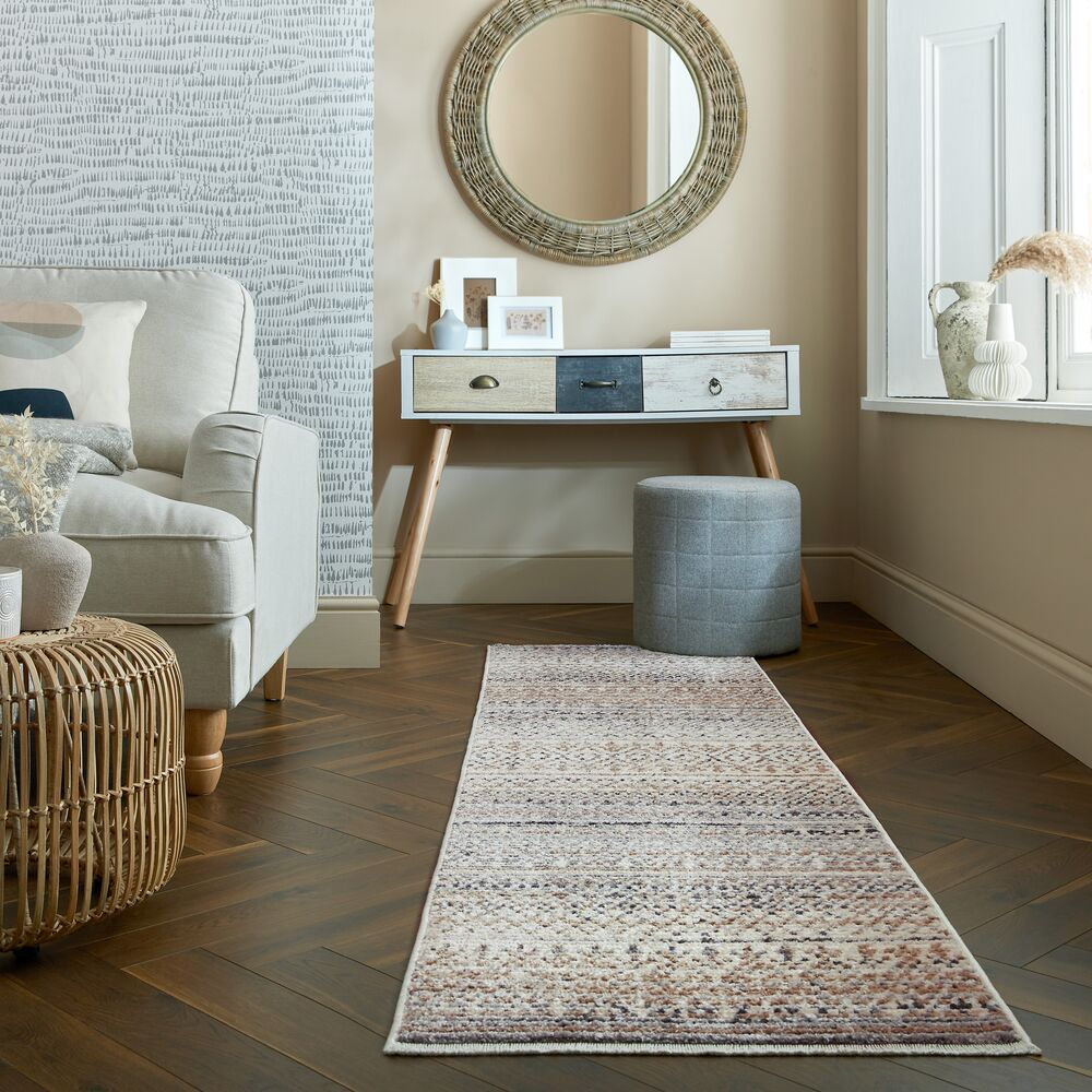 L&auml;ufer gestreift Naturfarben 66 x 300 cm - PERRAN | Kadima Design - Bild 1