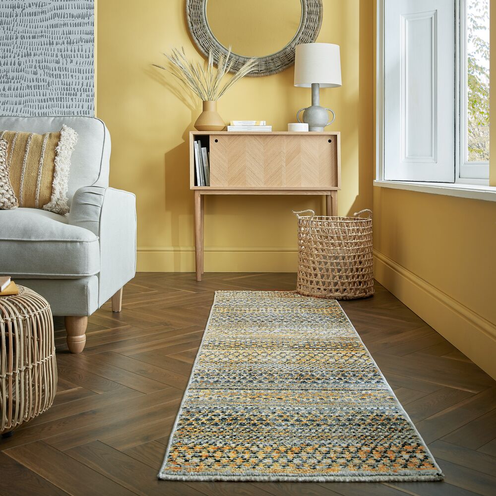 L&auml;ufer gestreift Senfgelb 60 x 230 cm - PERRAN | Kadima Design - Bild 1