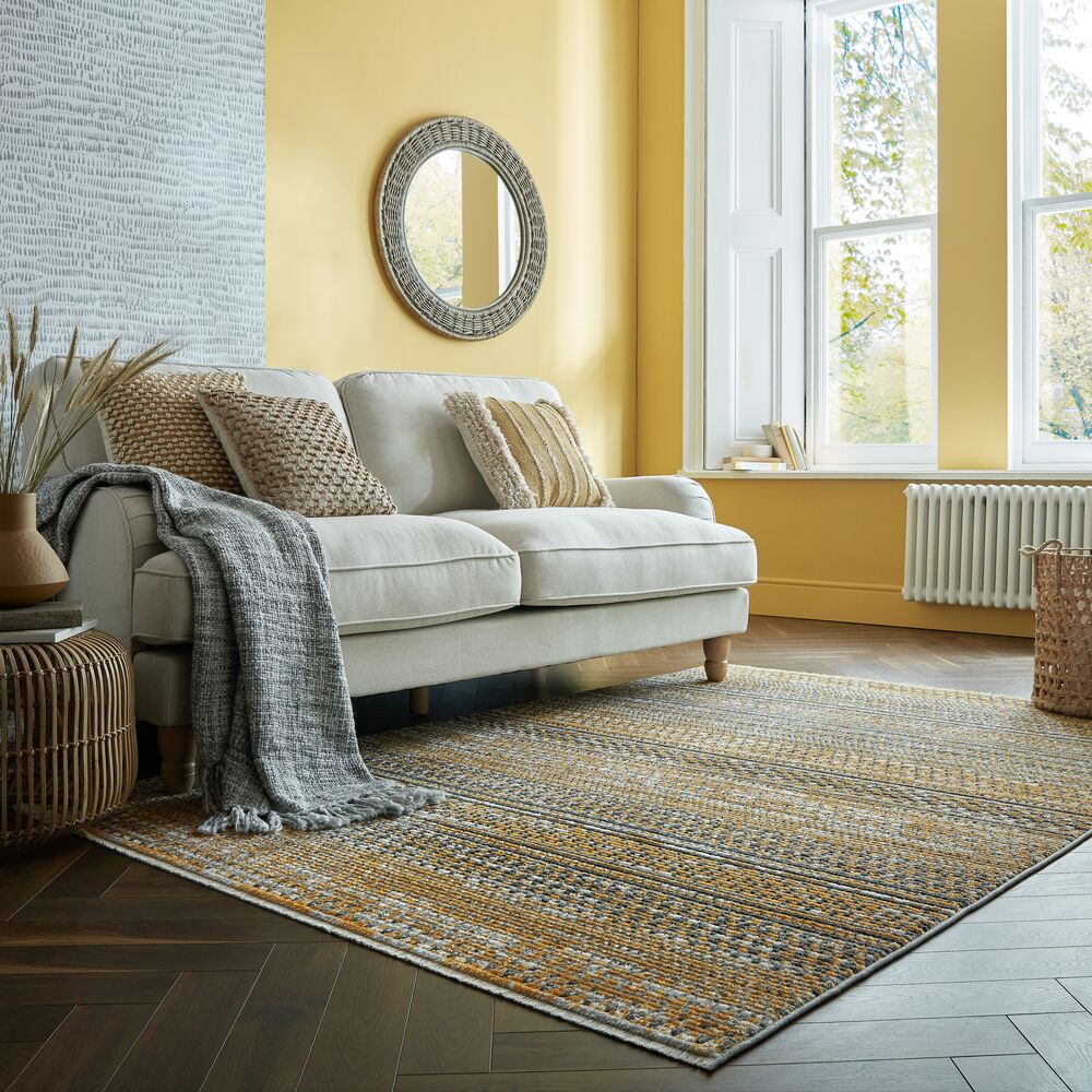 Teppich gestreift Senfgelb 80 x 140 cm - PERRAN | Kadima Design - Bild 1