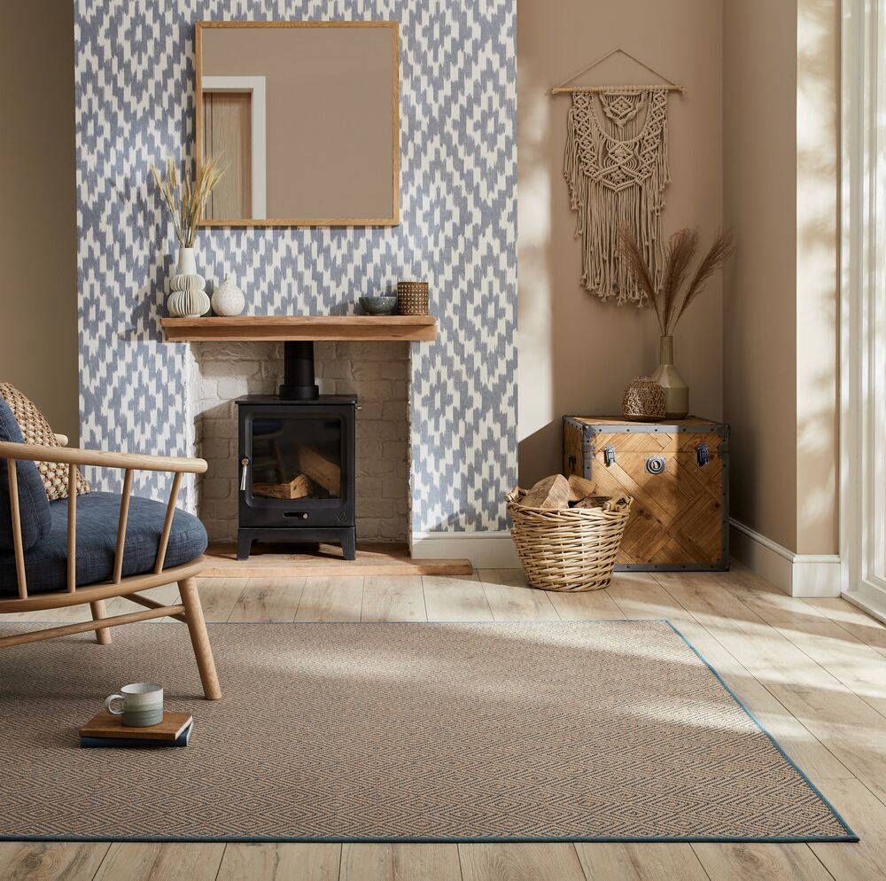 Jute-Teppich geometrisch Braun-Blau 200 x 290 cm - CARRON | Kadima - Bild 1