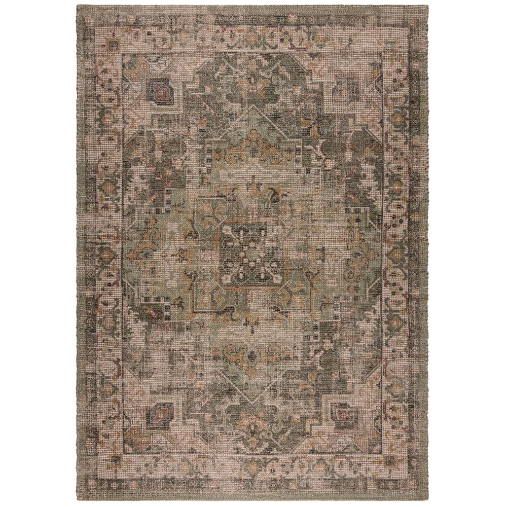 Robuster Vintage-Teppich aus Jute & Polyester, ideal f&uuml;r viel genutzte R&auml;ume, rutschfest, braun-gr&uuml;n - "Deepe". 80x150 cm | Kadima Design - Bild 1