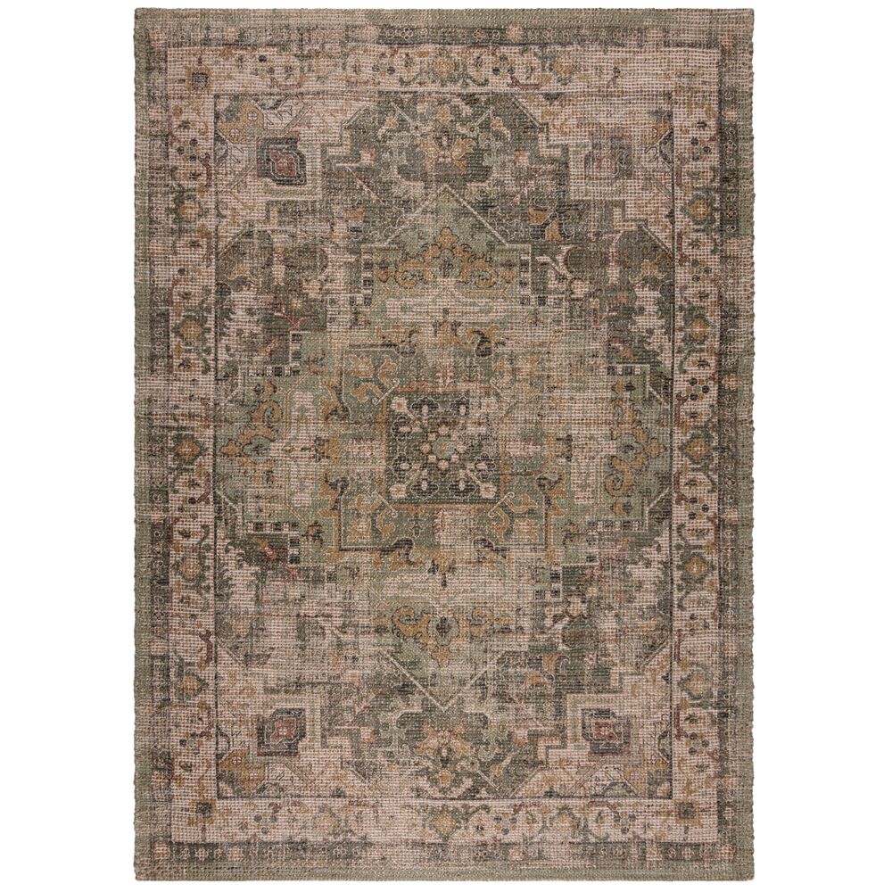 Robuster Vintage-Teppich aus Jute & Polyester, ideal f&uuml;r viel genutzte R&auml;ume, rutschfest, braun-gr&uuml;n - "Deepe". 160x230 cm | Kadima Design - Bild 1