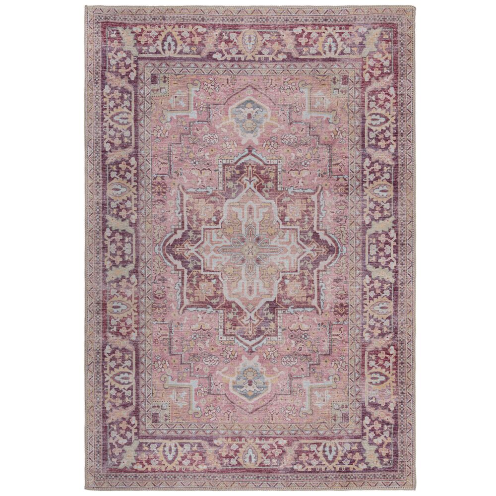 Maschinenwaschbarer Traditioneller Vintage-Teppich aus recycelten Fasern, rutschfest - "Hald". Farbe: Rosa, 160x230 cm | Kadima Design - Bild 1