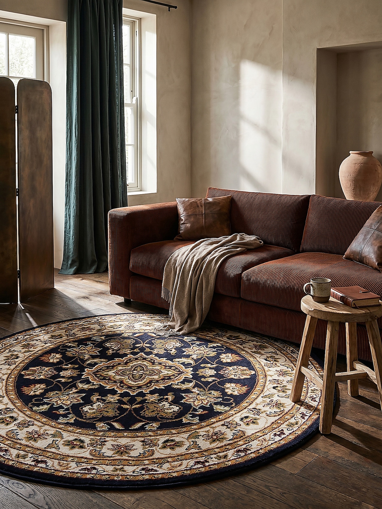 Teppich Orient Dunkelblau Ø133 cm - GLAZERT Kadima Design