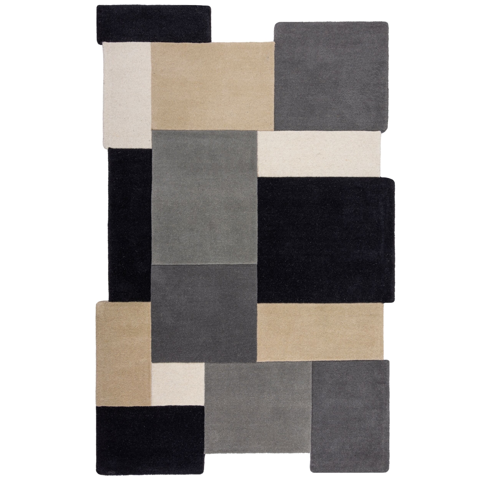 Wollteppich geometrisch Grau-Beige 120 x 180 cm - HALLEIN Kadima